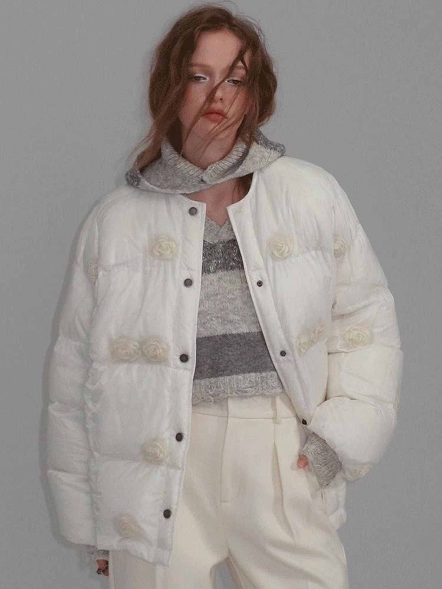 AnnoMundi Short Puffer Jacket With Dreamy Rose Fill