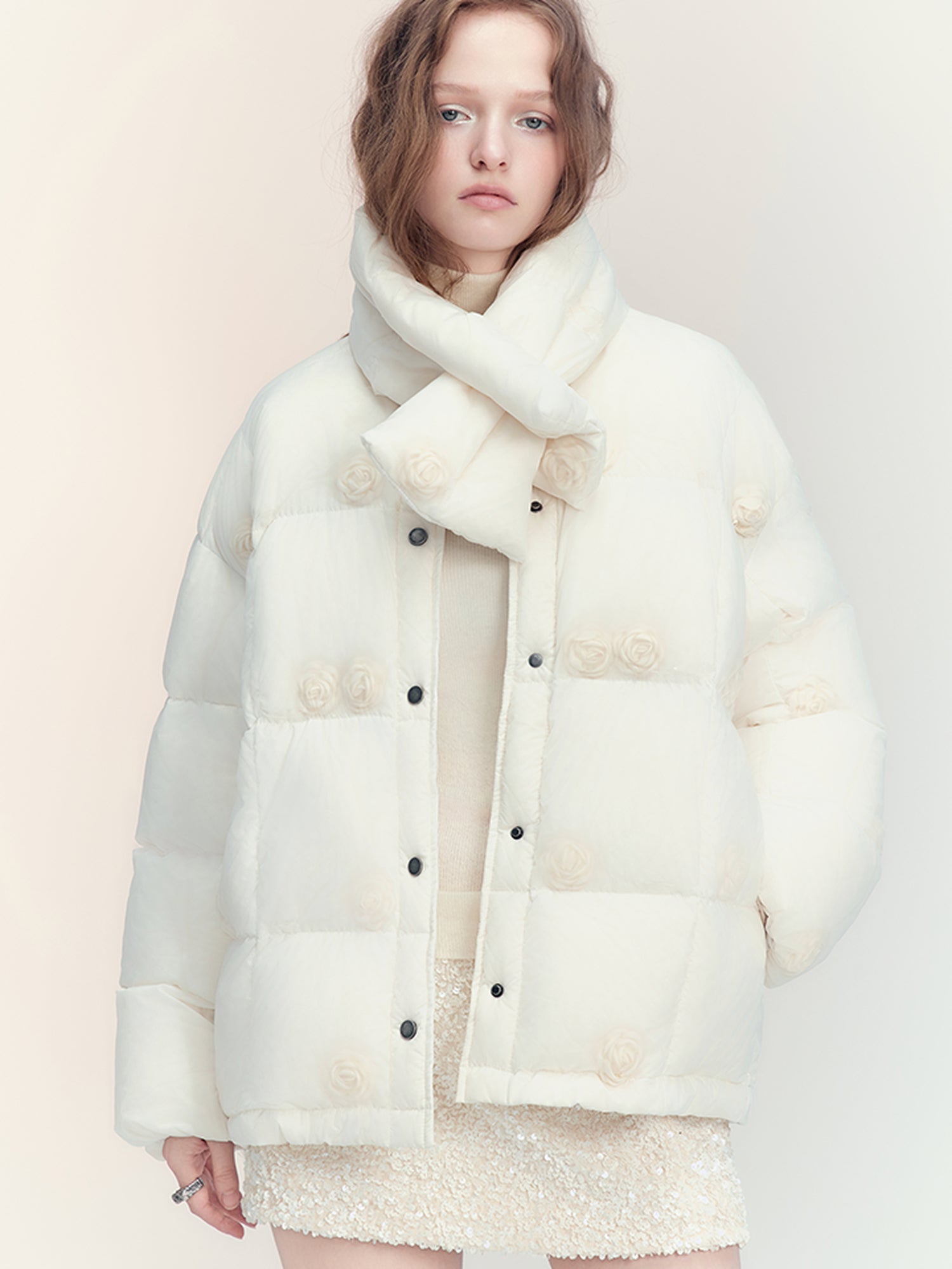 AnnoMundi Short Puffer Jacket With Dreamy Rose Fill