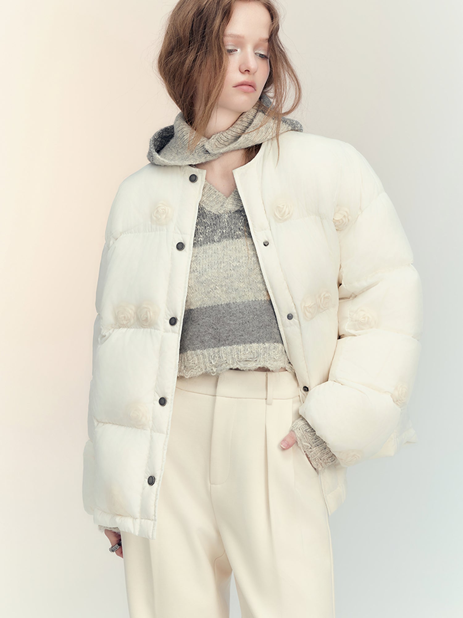 AnnoMundi Short Puffer Jacket With Dreamy Rose Fill