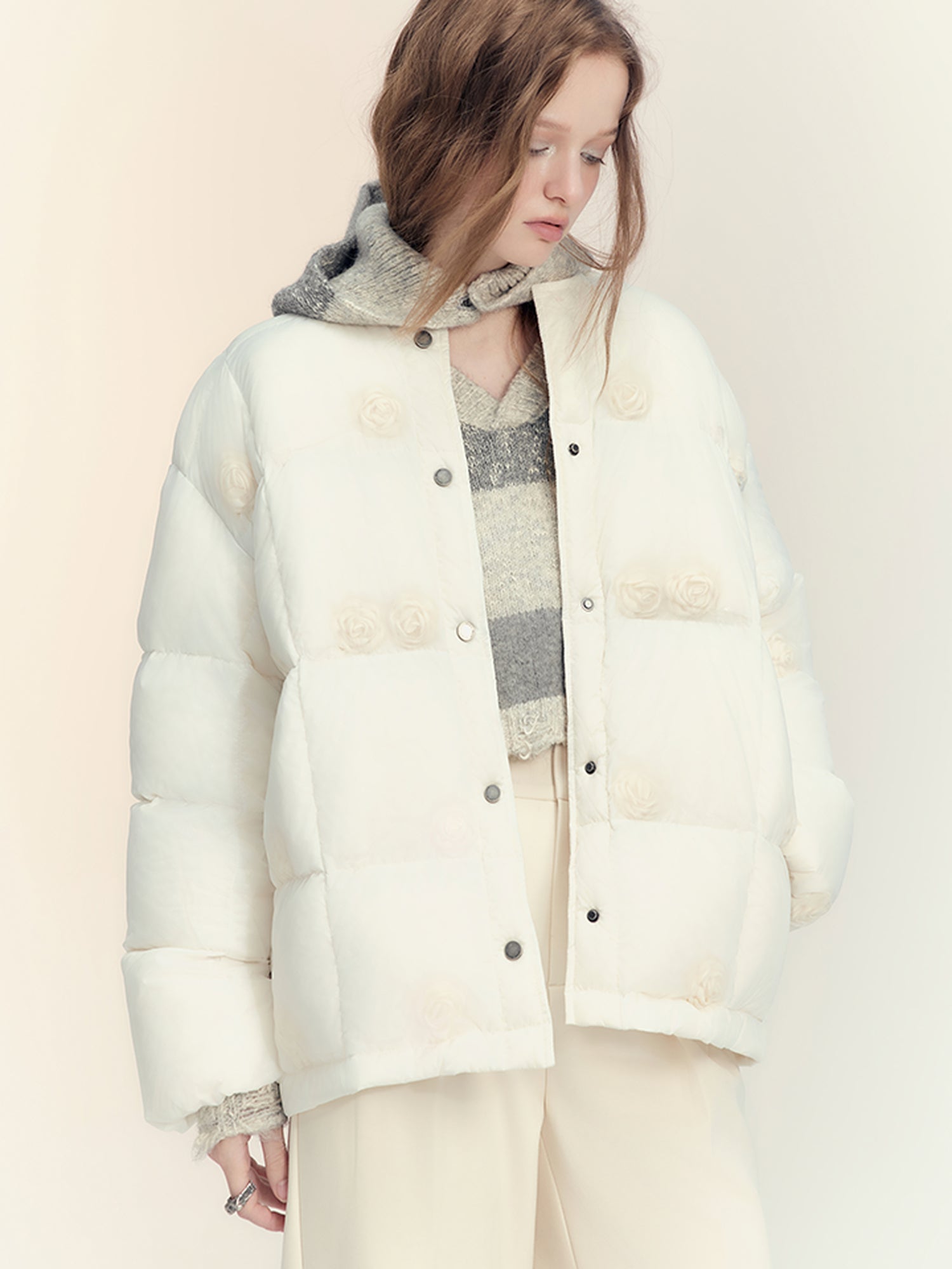 AnnoMundi Short Puffer Jacket With Dreamy Rose Fill