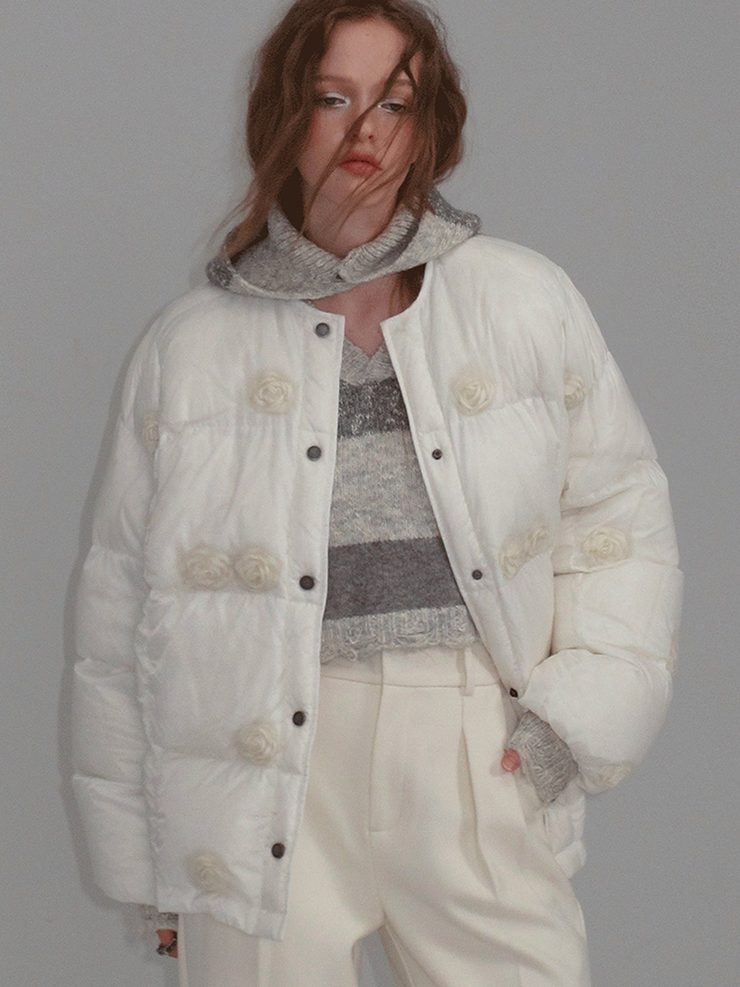 AnnoMundi Short Puffer Jacket With Dreamy Rose Fill