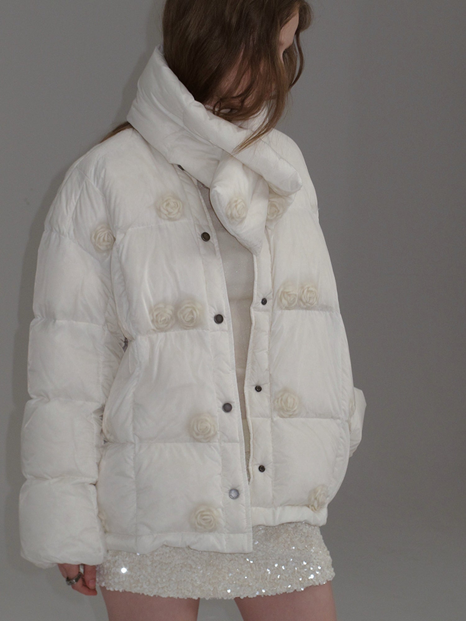 AnnoMundi Short Puffer Jacket With Dreamy Rose Fill