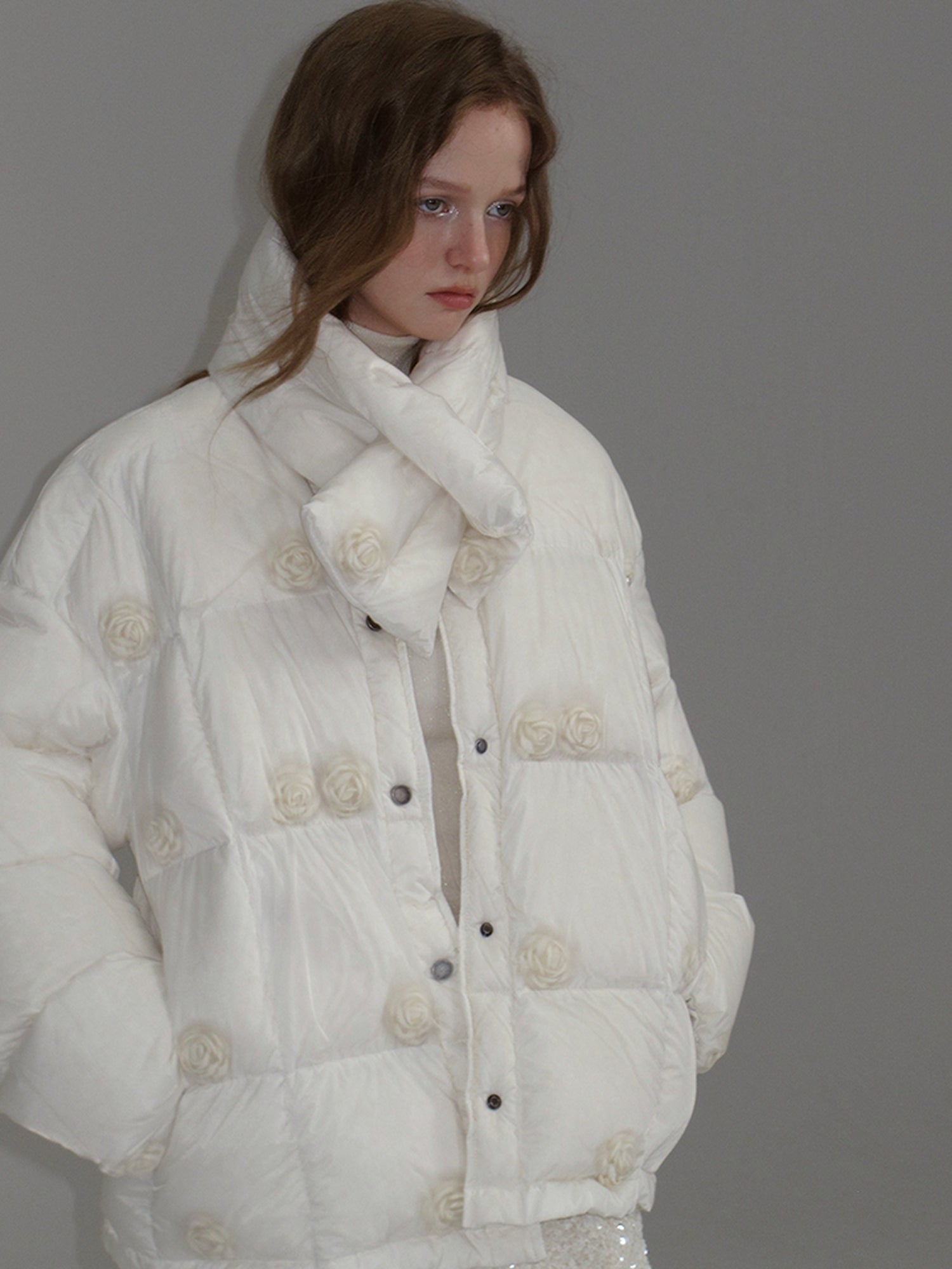 AnnoMundi Short Puffer Jacket With Dreamy Rose Fill