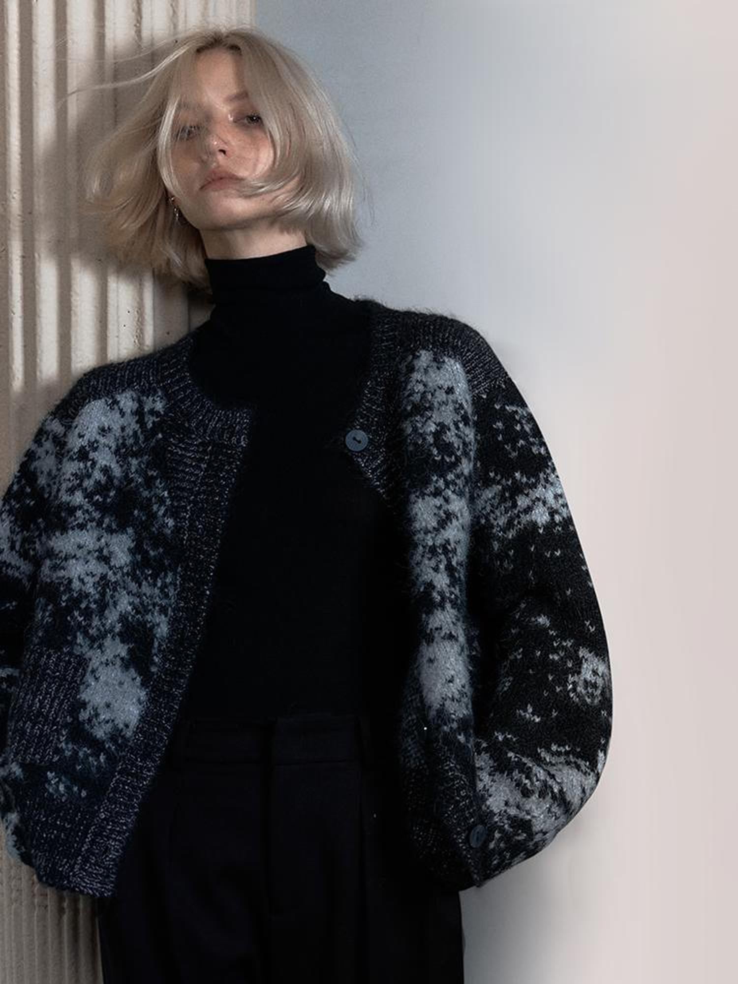 AnnoMundi Soft Alpaca Blend Textured Knit Cardigan V-Neck T-Shirt Long Sleeve