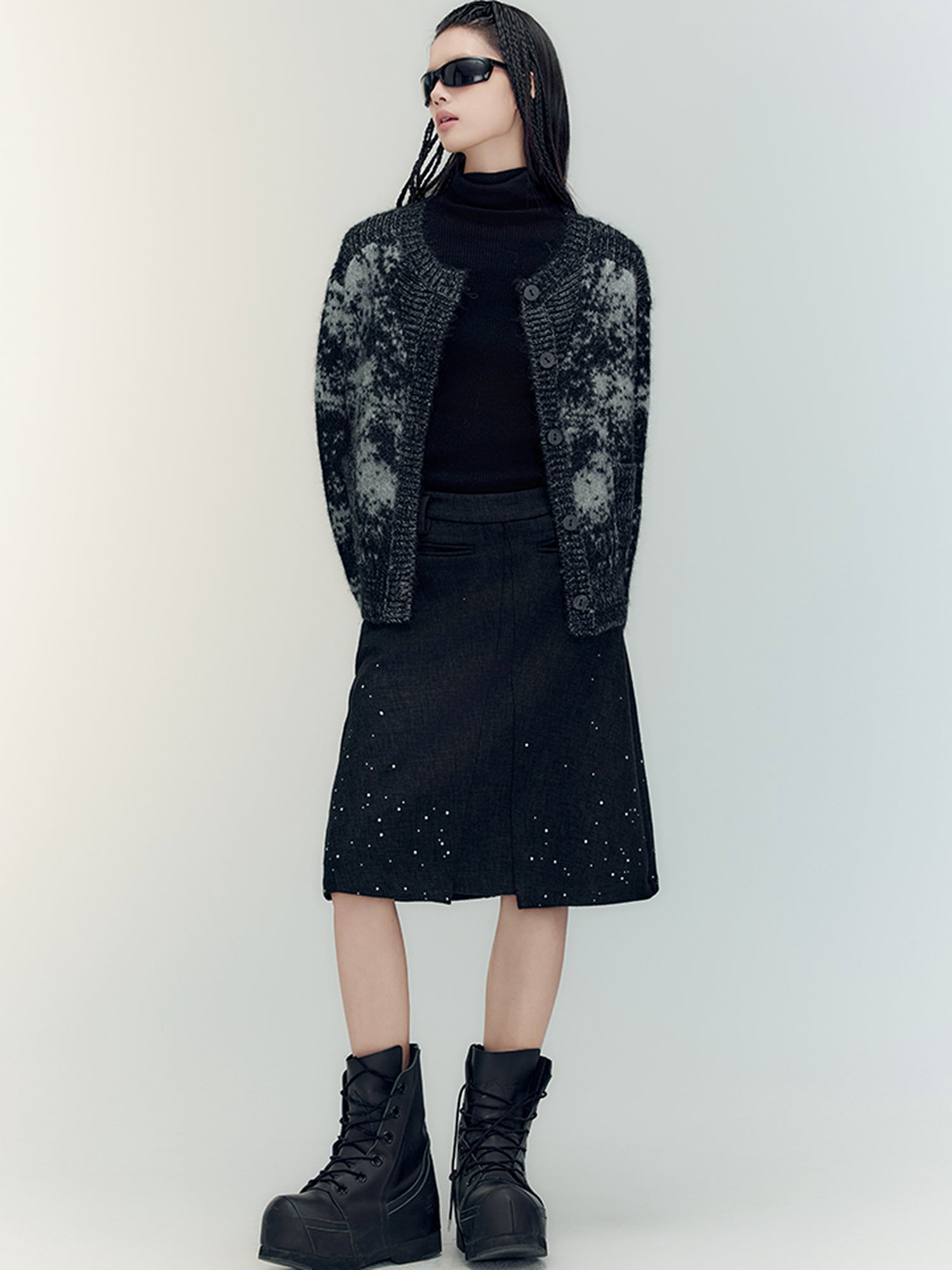 AnnoMundi Soft Alpaca Blend Textured Knit Cardigan V-Neck T-Shirt Long Sleeve