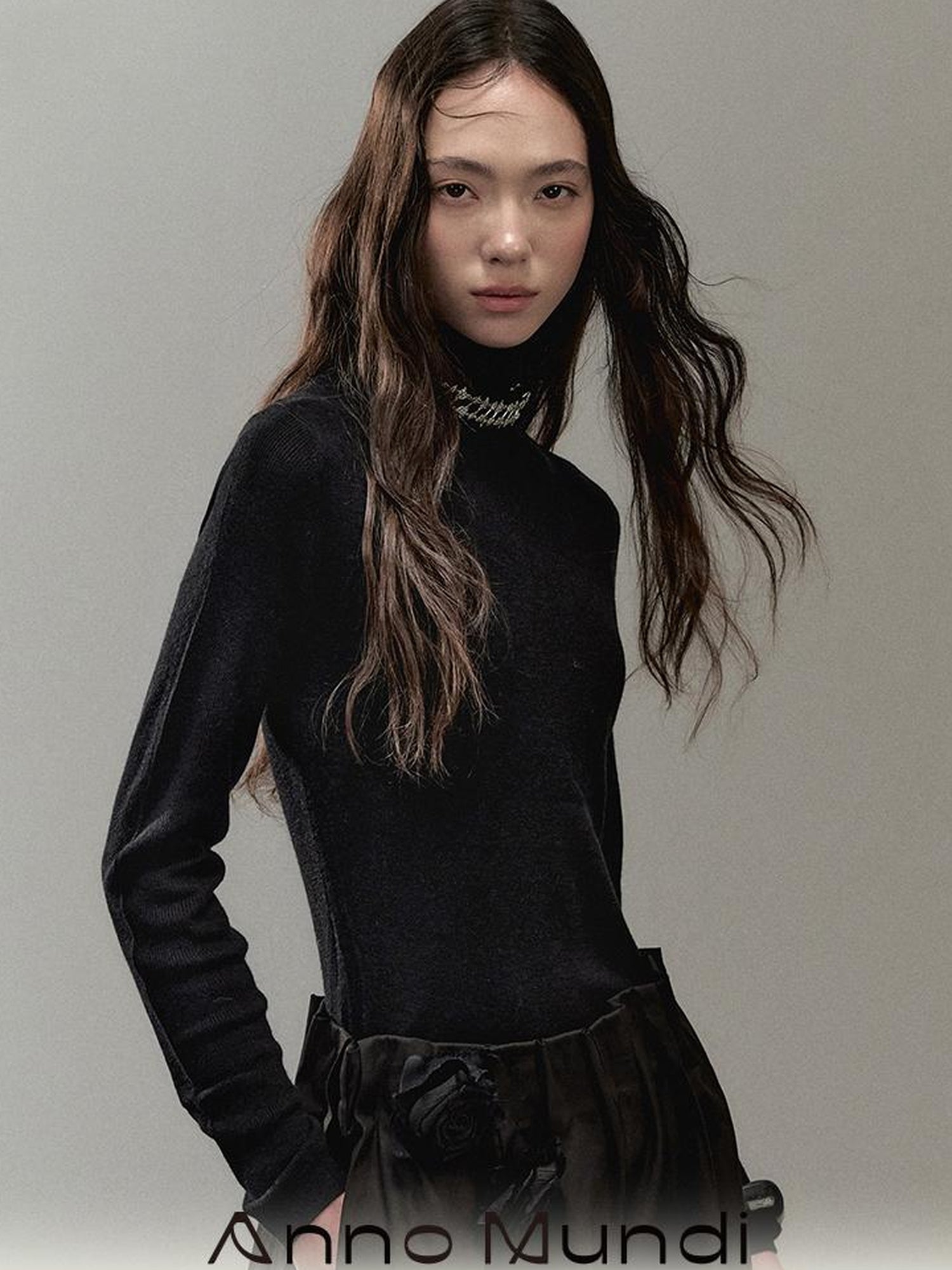 AnnoMundi Soft Light Knit High Neck Wool Blended Top