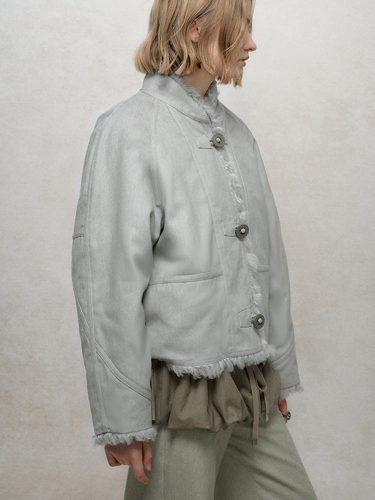 AnnoMundi Soft Wave Reversible Shearling Cropped Jacket
