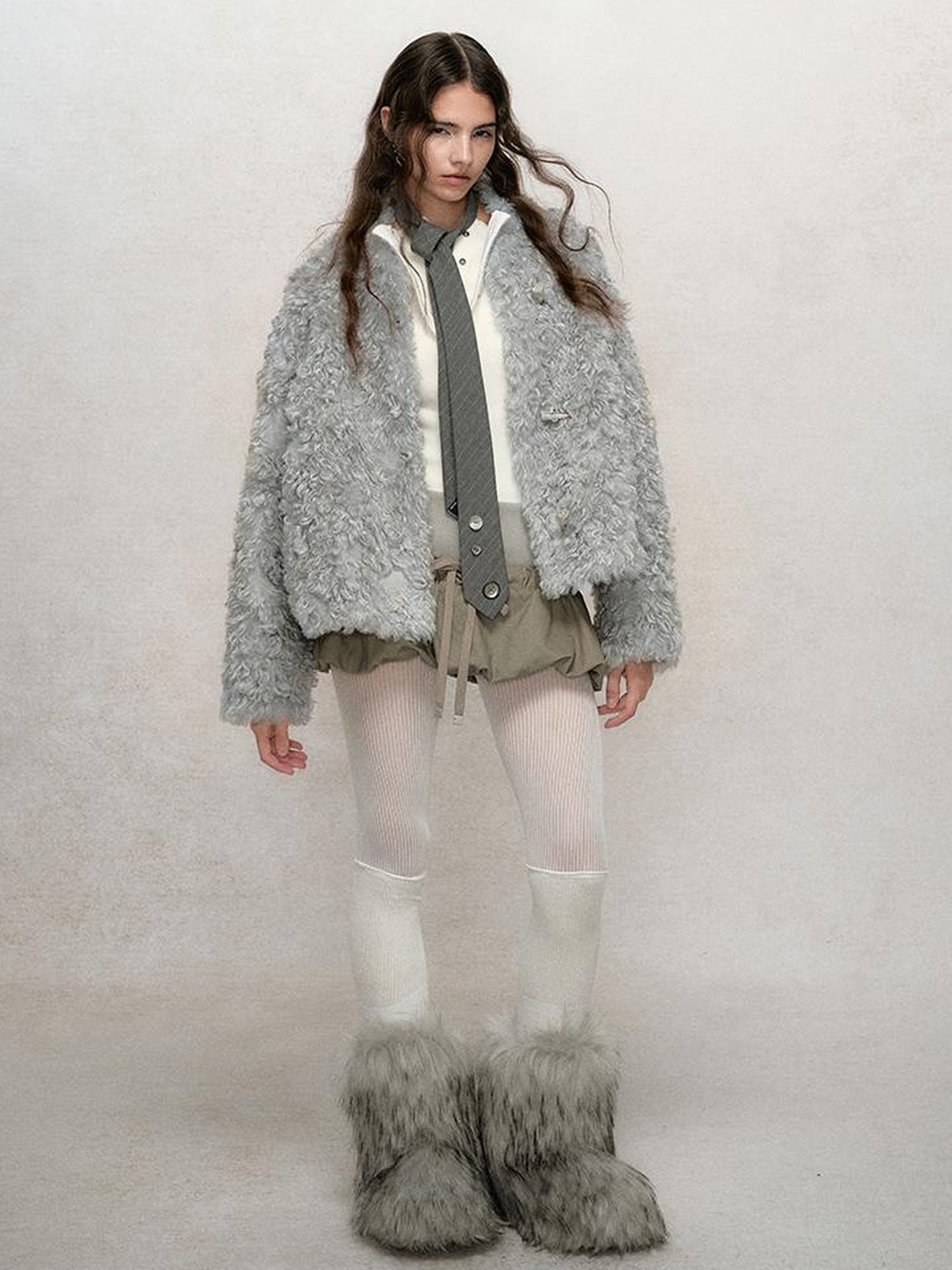 AnnoMundi Soft Wave Reversible Shearling Cropped Jacket