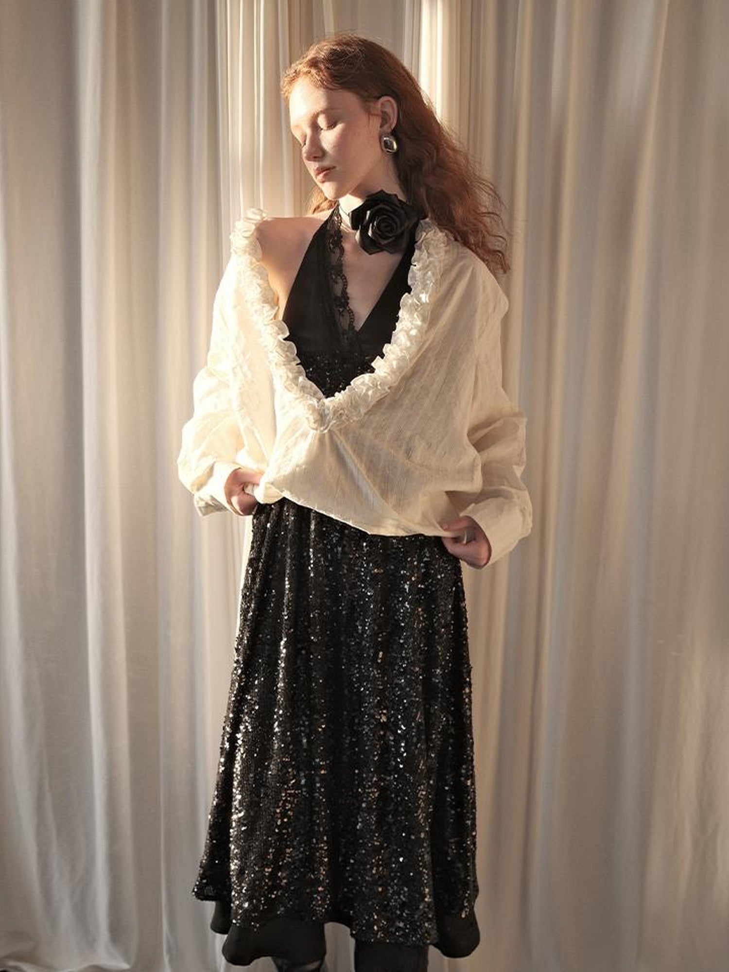 AnnoMundi Sparkle Strap Evening Gown With Flowy Layered Hem
