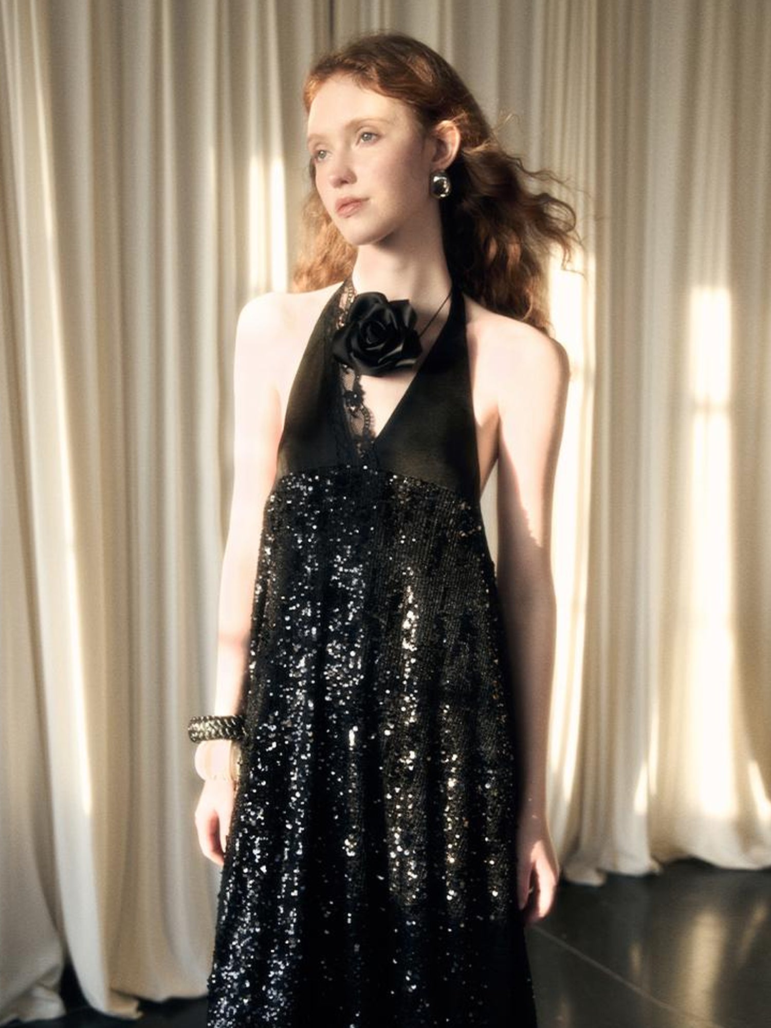 AnnoMundi Sparkle Strap Evening Gown With Flowy Layered Hem
