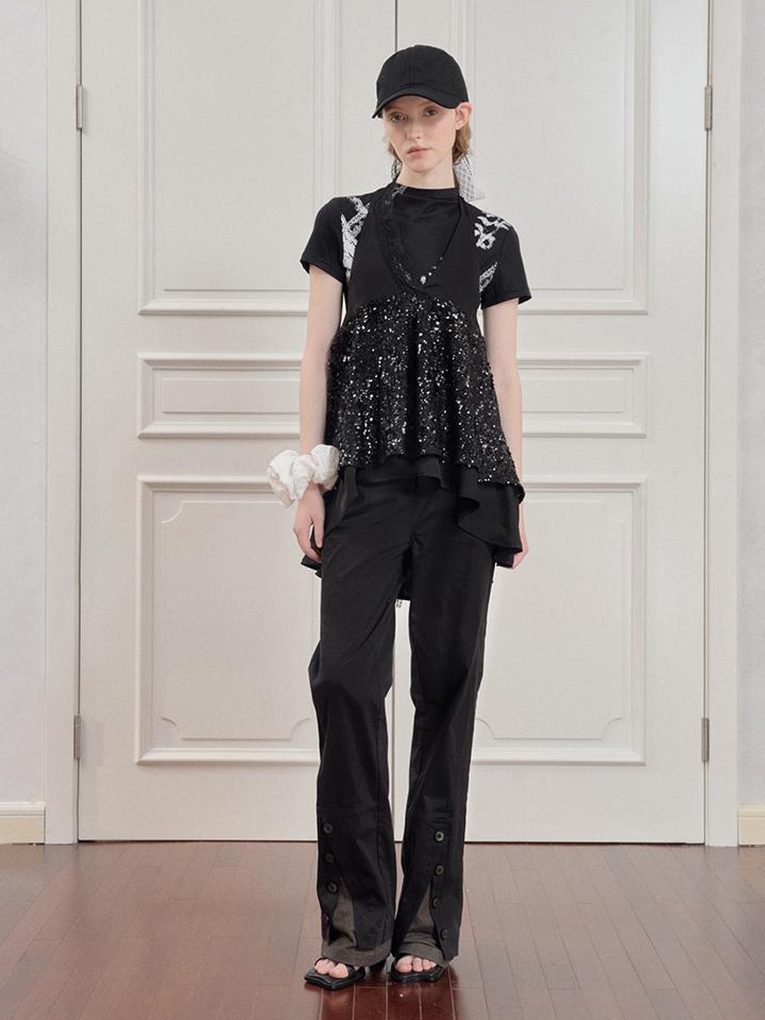 AnnoMundi Sparkle Strap Evening Gown With Flowy Layered Hem