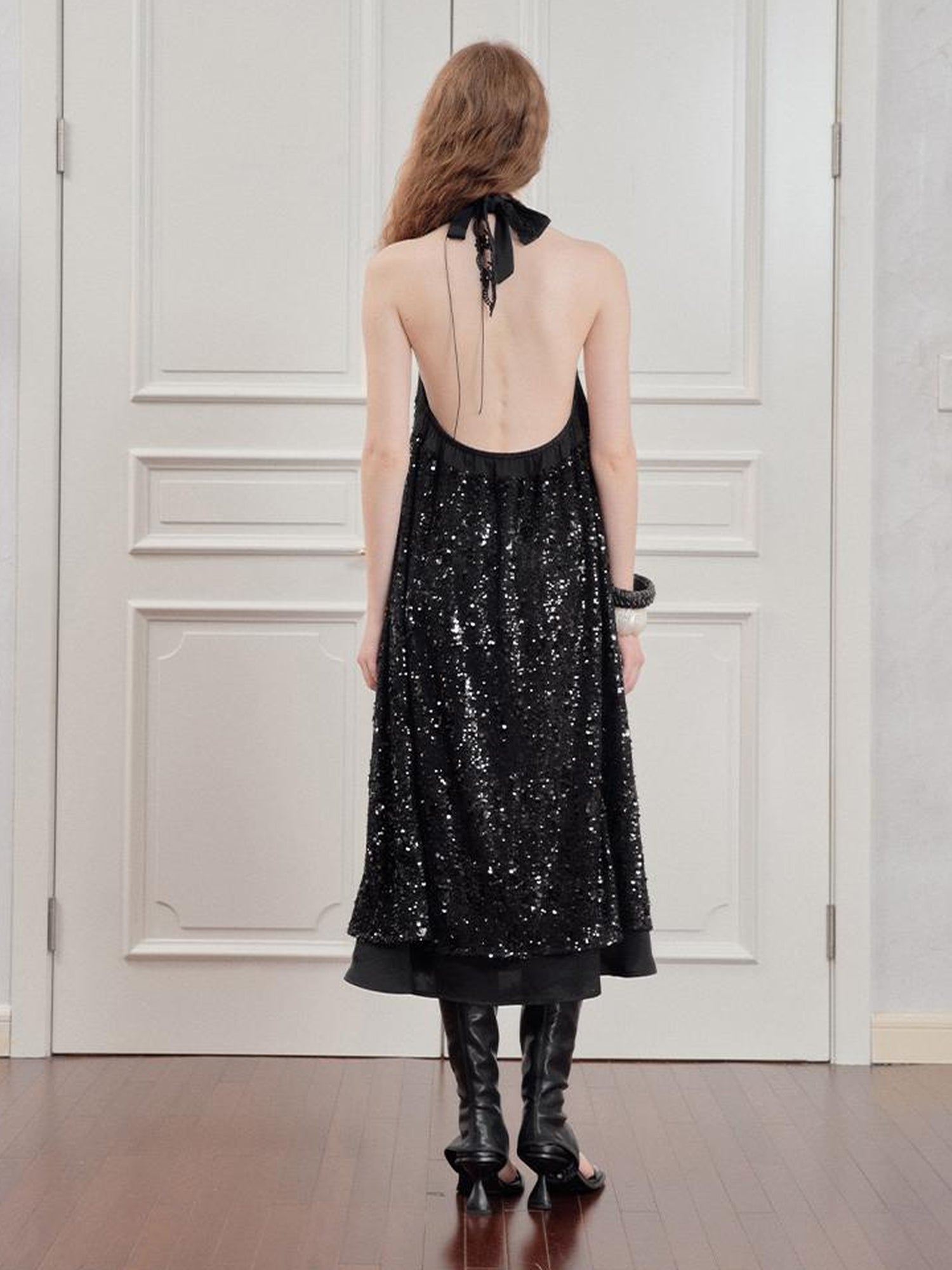 AnnoMundi Sparkle Strap Evening Gown With Flowy Layered Hem