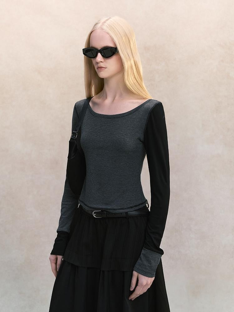 AnnoMundi Spliced Halter Slim Fit Faux Two Piece Women&
