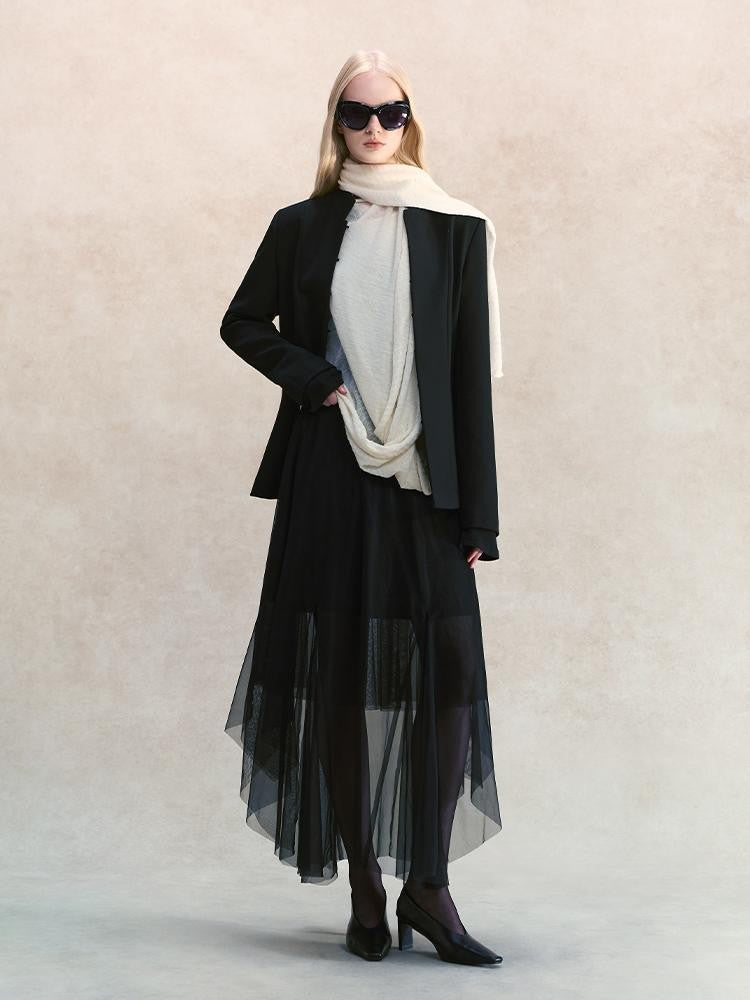 AnnoMundi Stand Collar Waist Cinched Slim Fit Wool Women&