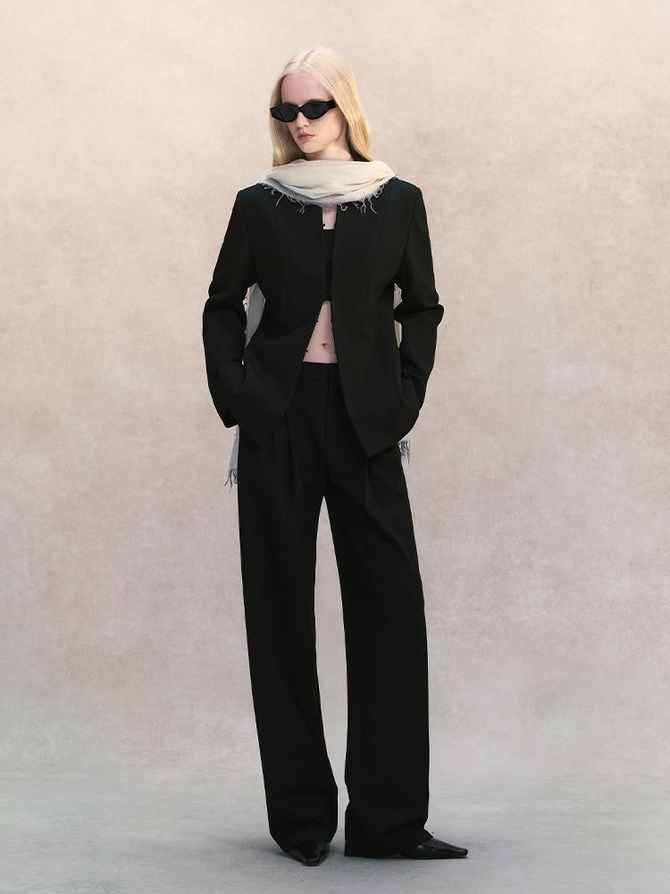 AnnoMundi Stand Collar Waist Cinched Slim Fit Wool Women&