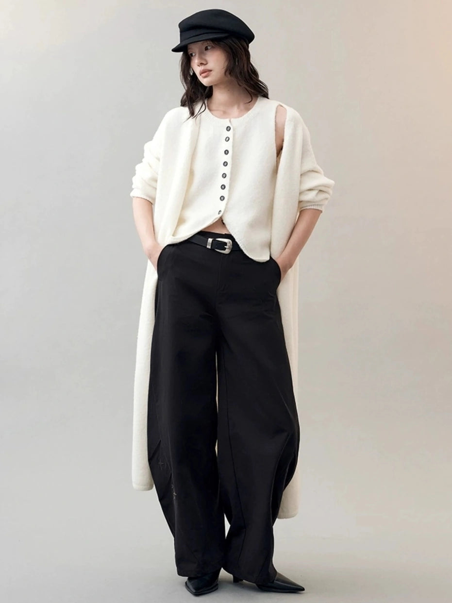 AnnoMundi Star Bird Embroidered Loose Fit Cotton Pants Pants