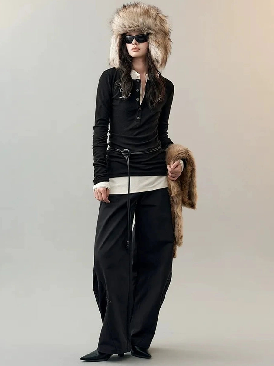 AnnoMundi Star Bird Embroidered Loose Fit Cotton Pants Pants