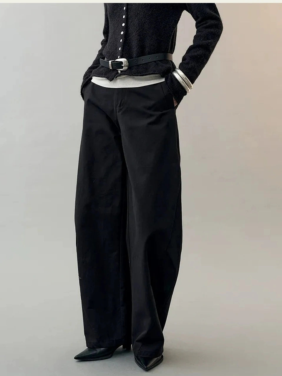 AnnoMundi Star Bird Embroidered Loose Fit Cotton Pants Pants