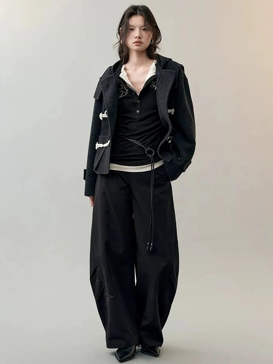 AnnoMundi Star Bird Embroidered Loose Fit Cotton Pants Pants