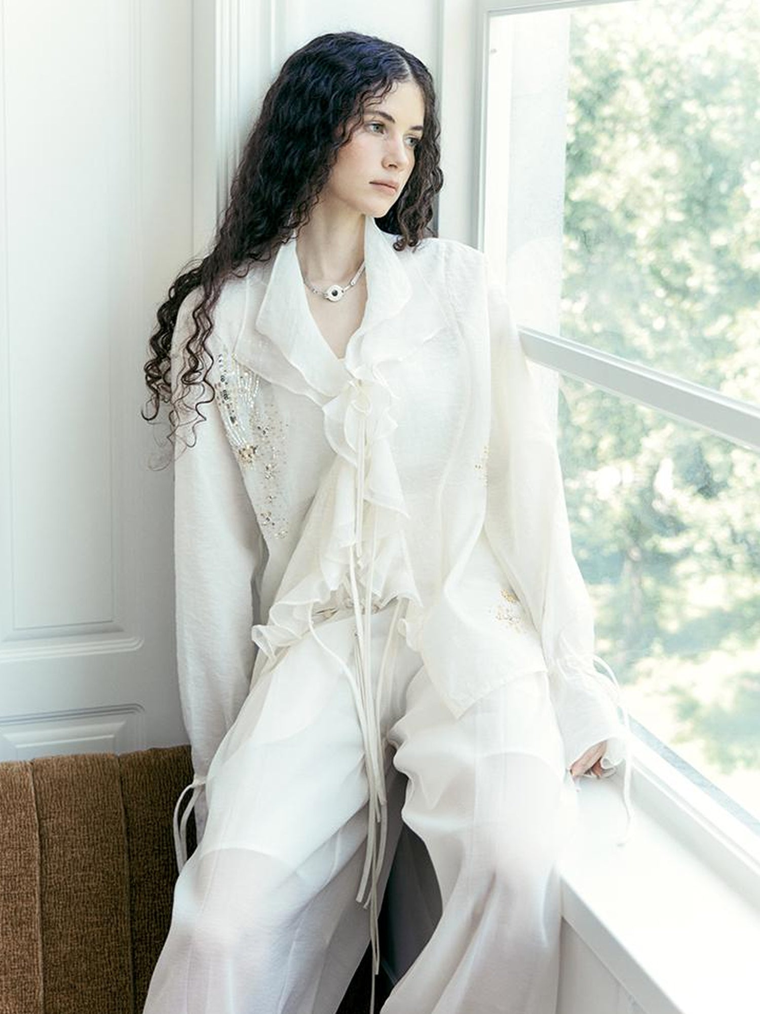 AnnoMundi Stellar Embroidered Sheer Sunshield Blouse
