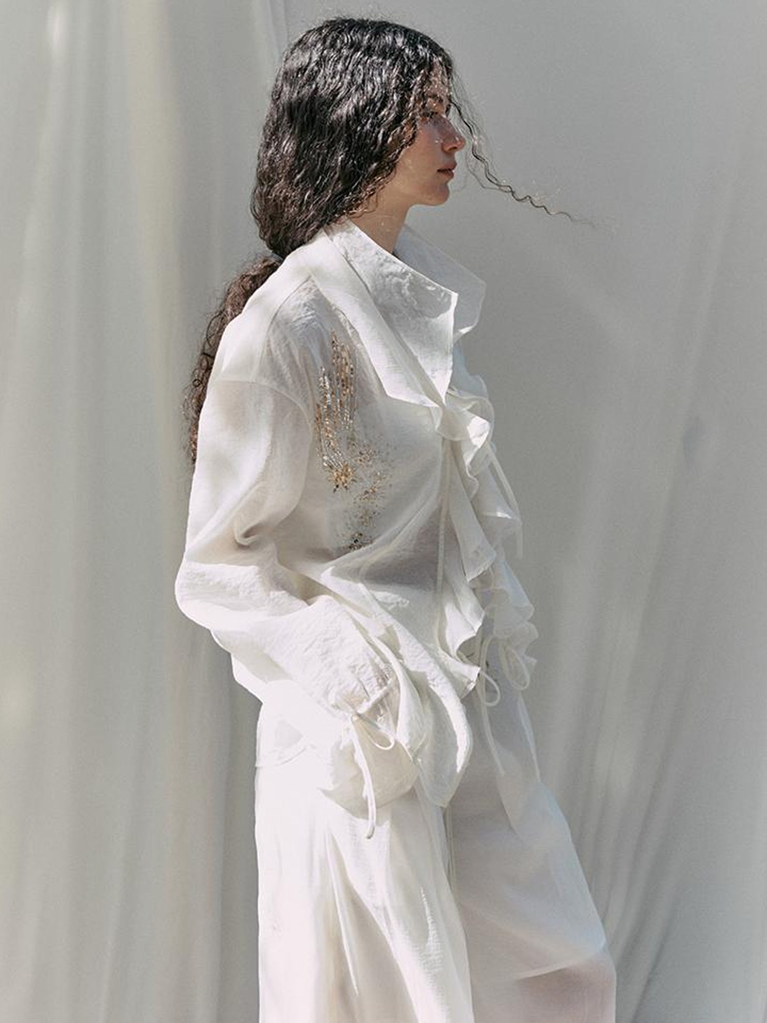 AnnoMundi Stellar Embroidered Sheer Sunshield Blouse