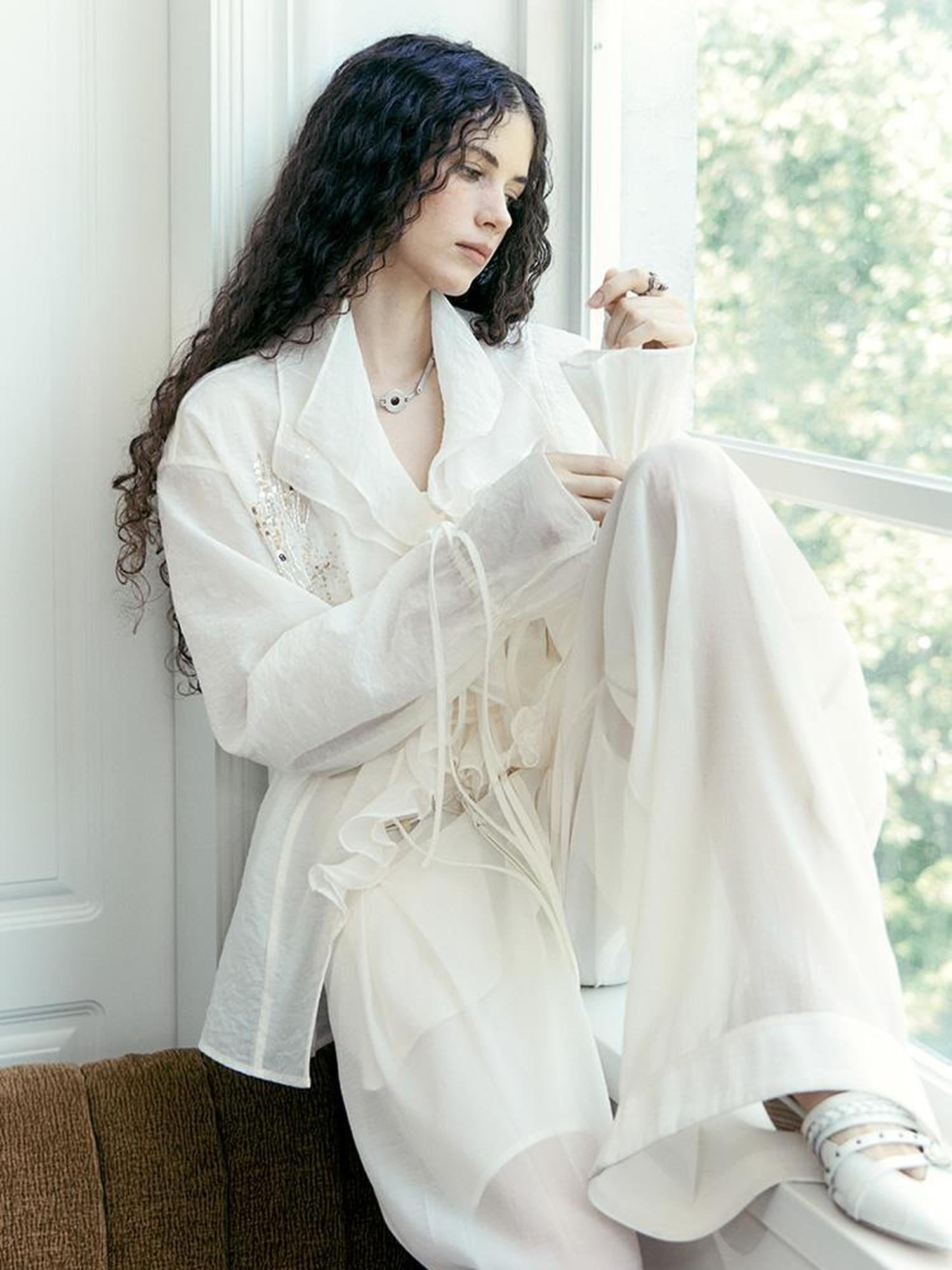 AnnoMundi Stellar Embroidered Sheer Sunshield Blouse