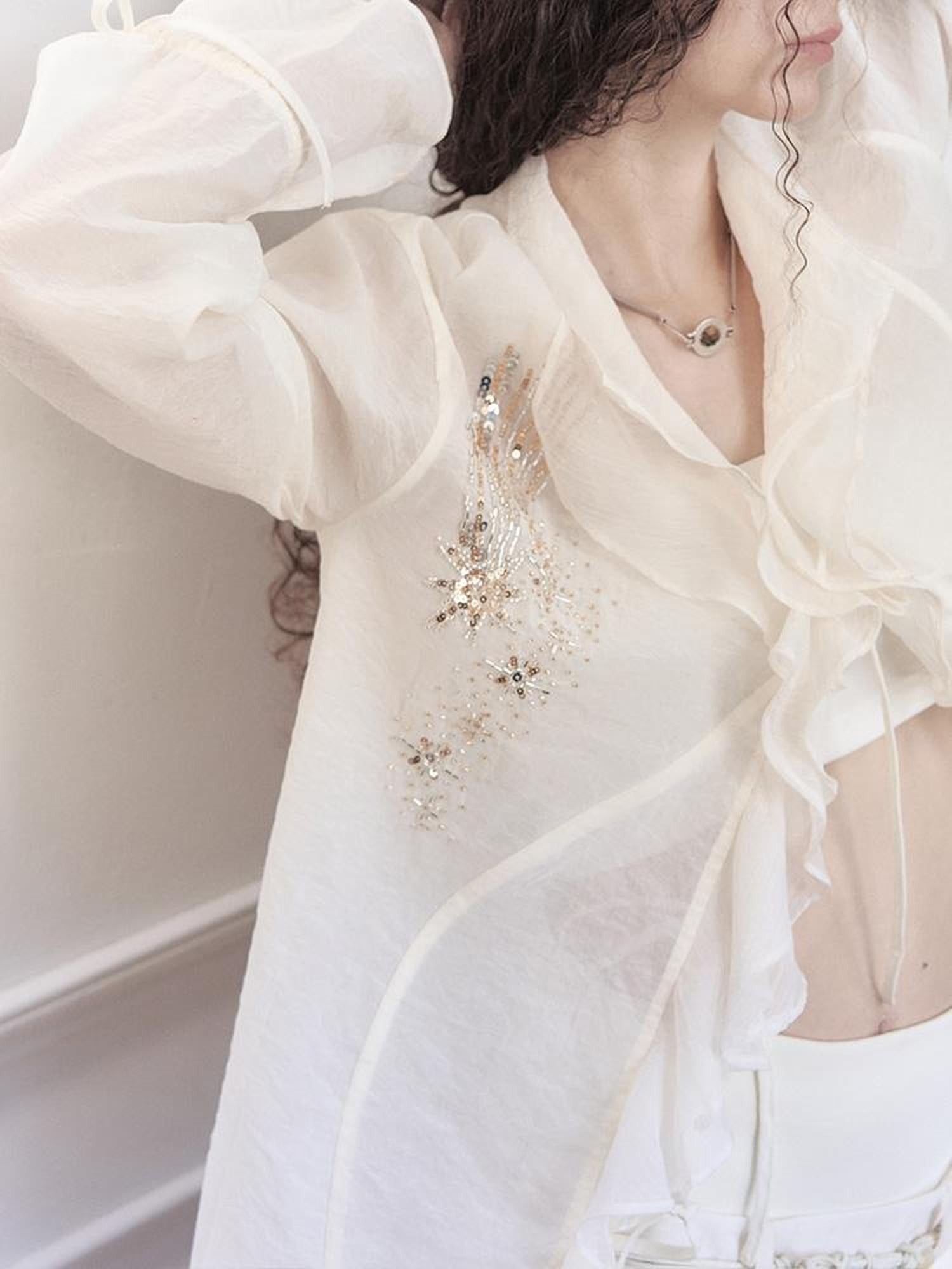 AnnoMundi Stellar Embroidered Sheer Sunshield Blouse
