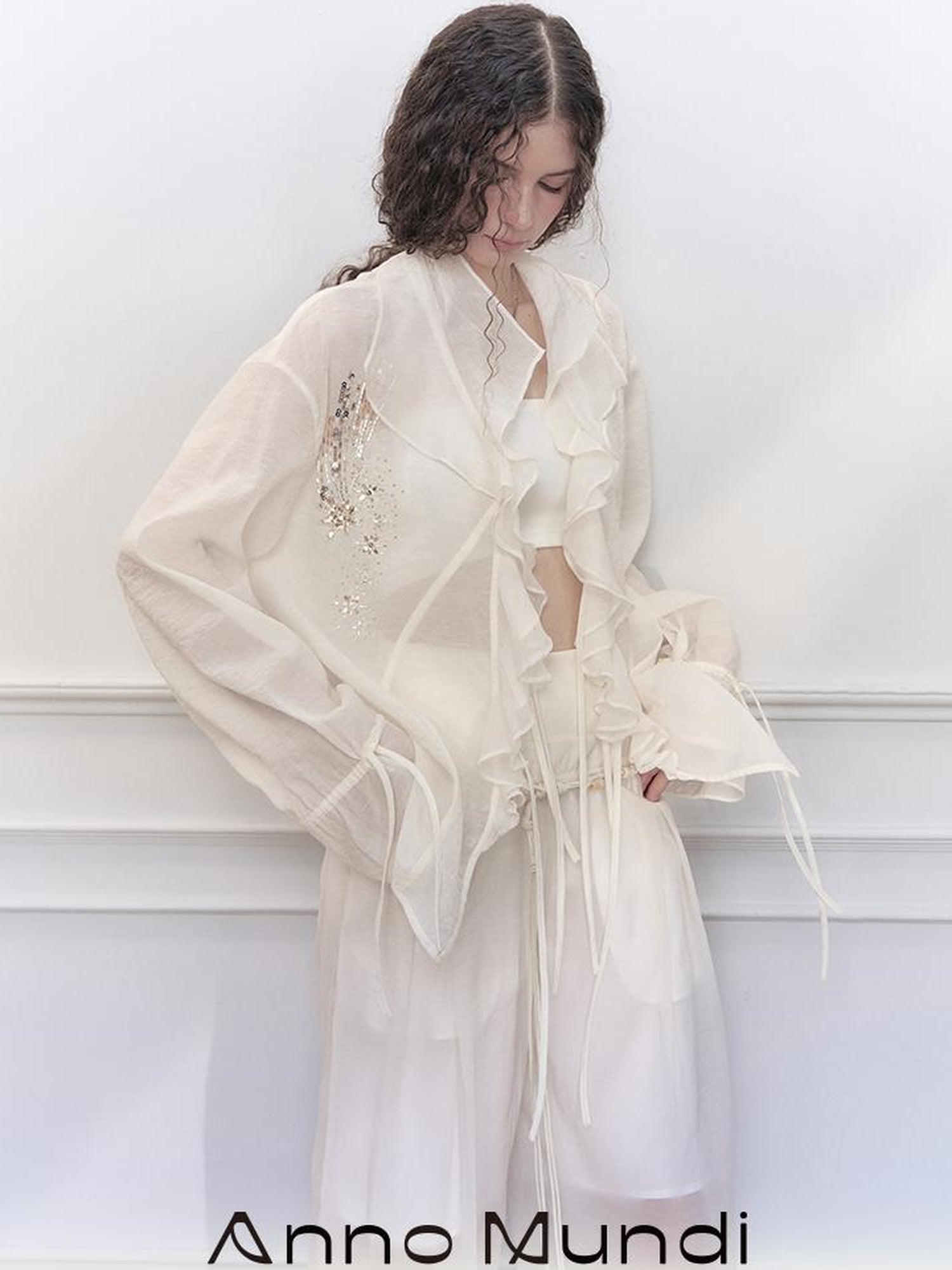 AnnoMundi Stellar Embroidered Sheer Sunshield Blouse