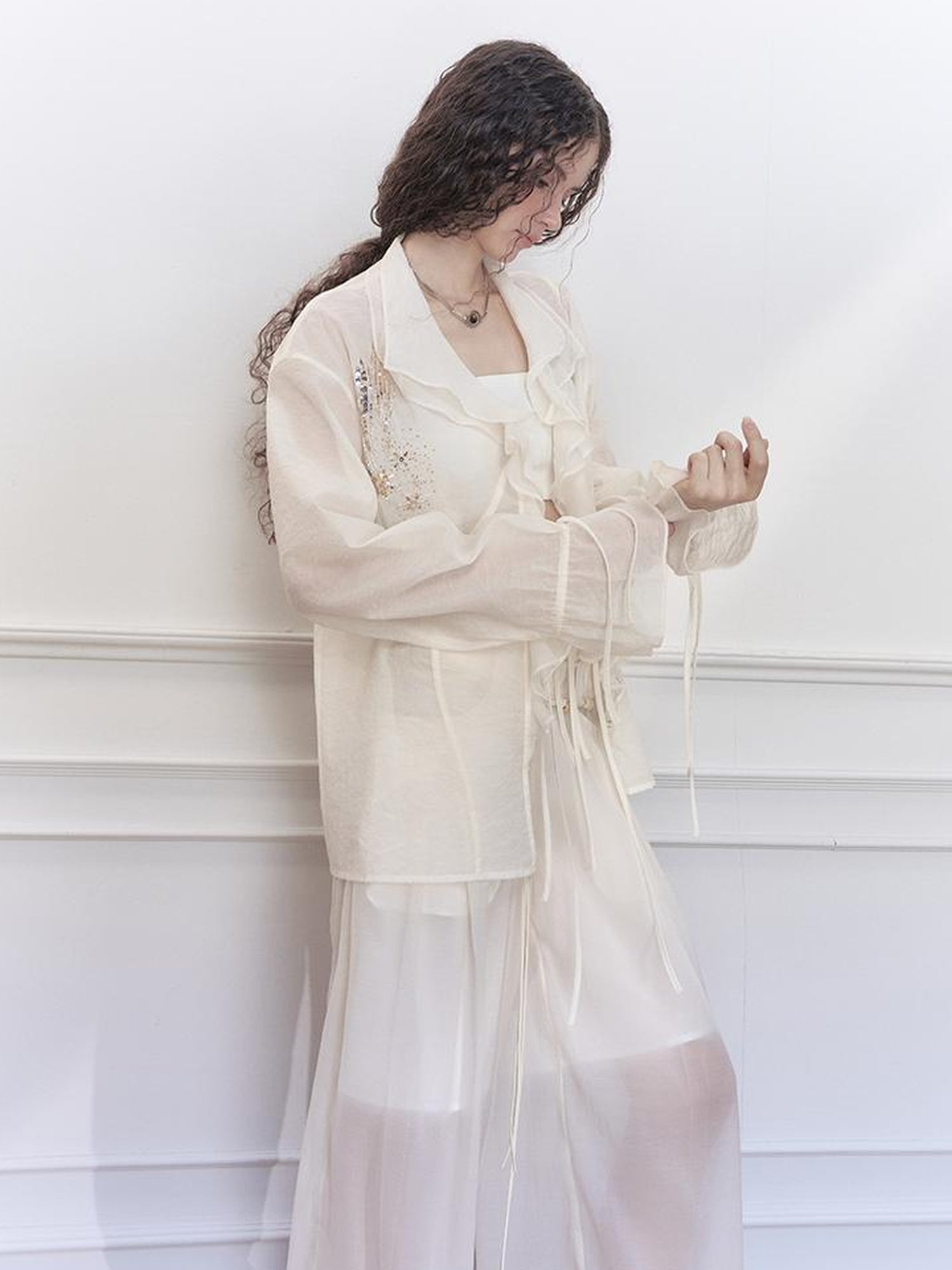 AnnoMundi Stellar Embroidered Sheer Sunshield Blouse
