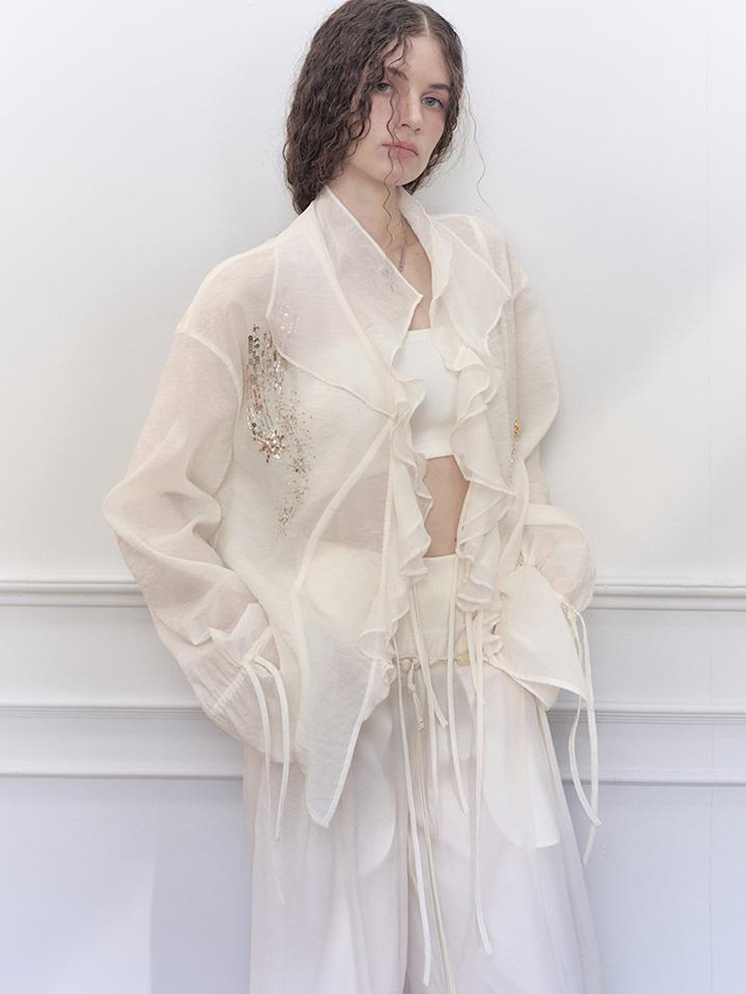 AnnoMundi Stellar Embroidered Sheer Sunshield Blouse