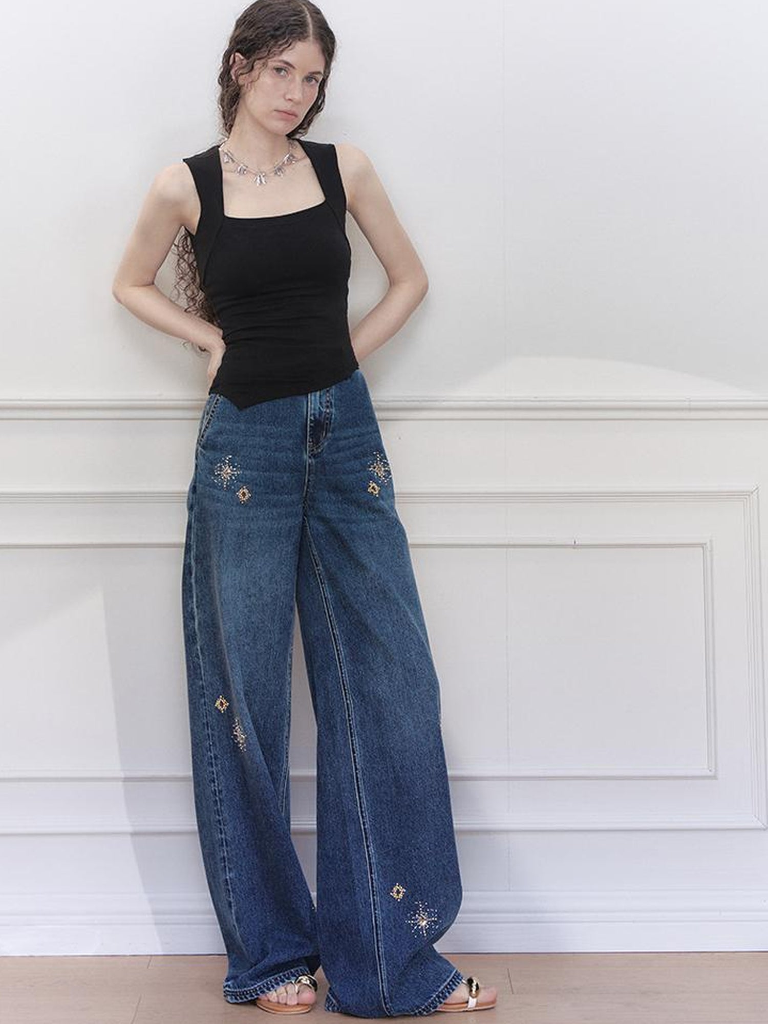 AnnoMundi Stellar Wash Embroidered Denim Trousers