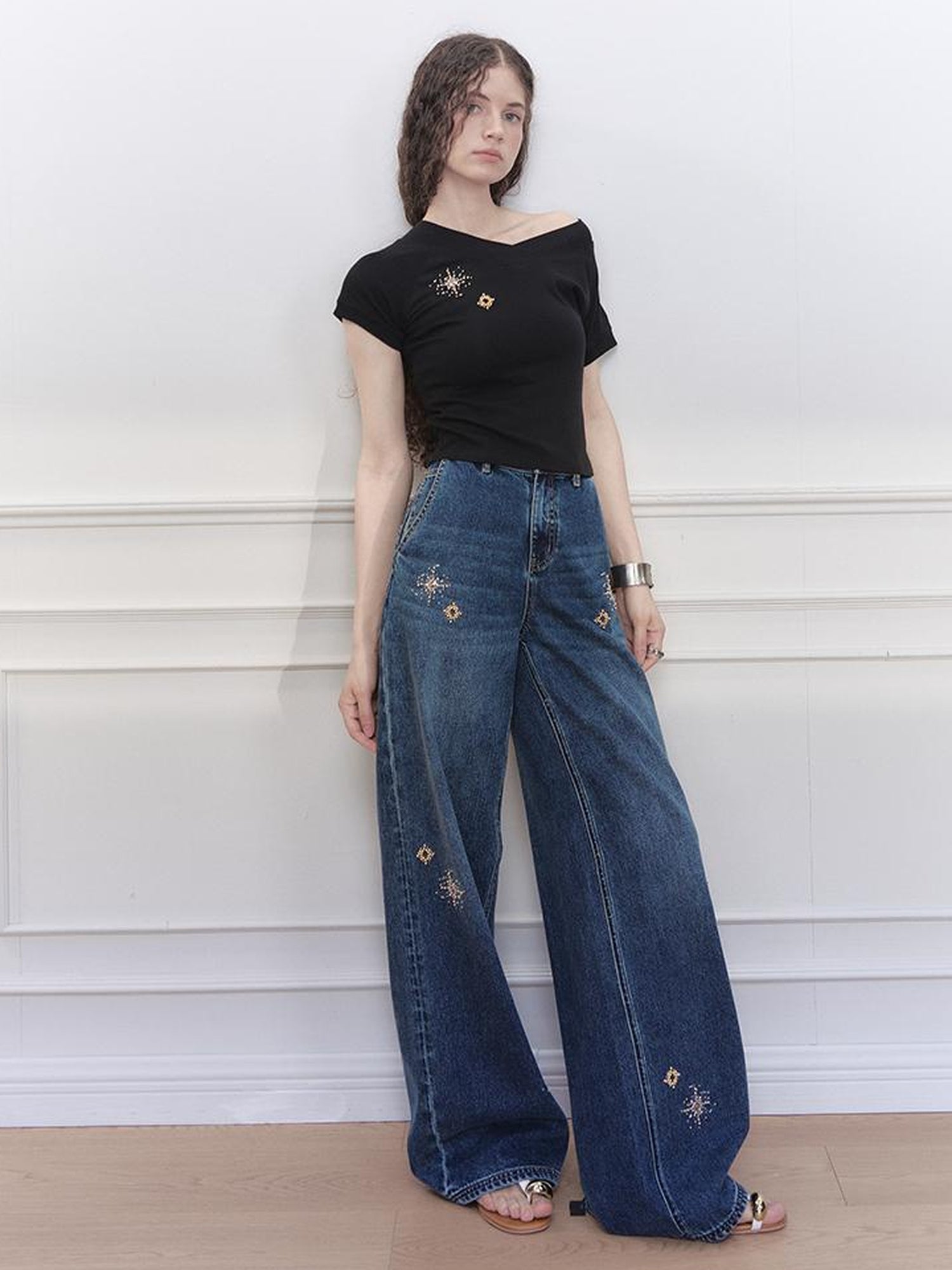 AnnoMundi Stellar Wash Embroidered Denim Trousers