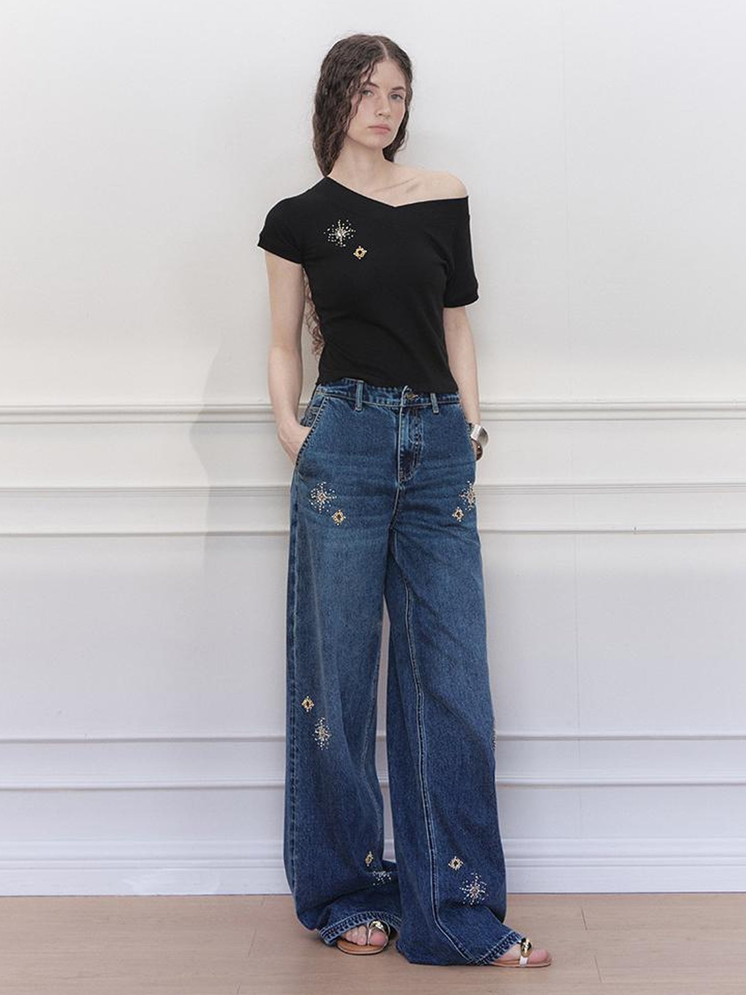 AnnoMundi Stellar Wash Embroidered Denim Trousers
