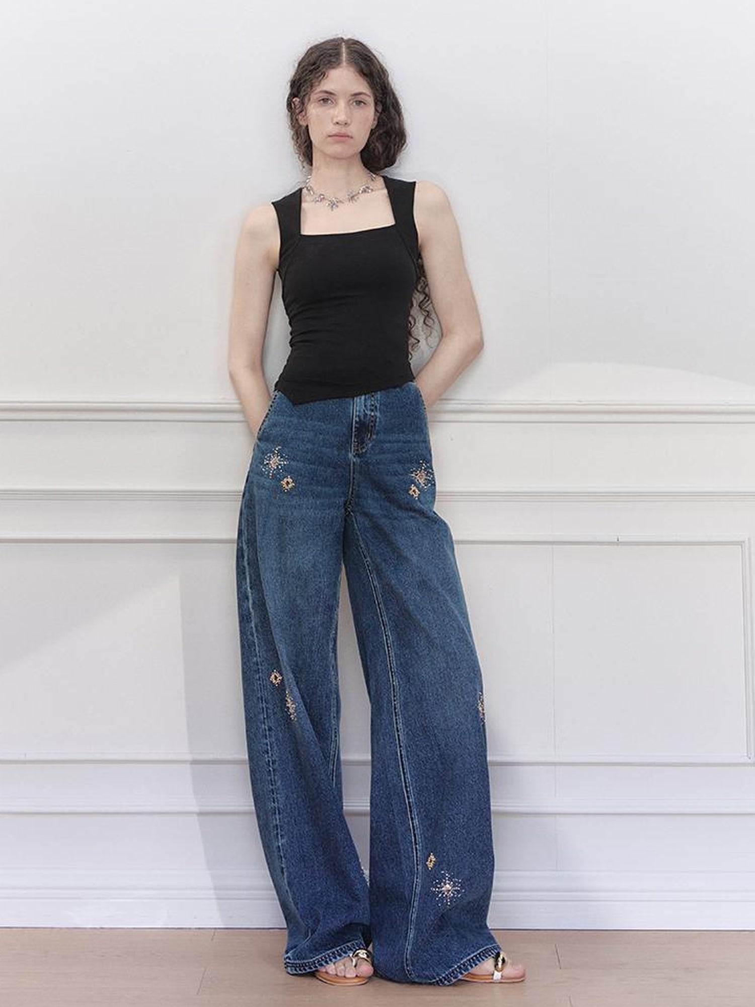 AnnoMundi Stellar Wash Embroidered Denim Trousers