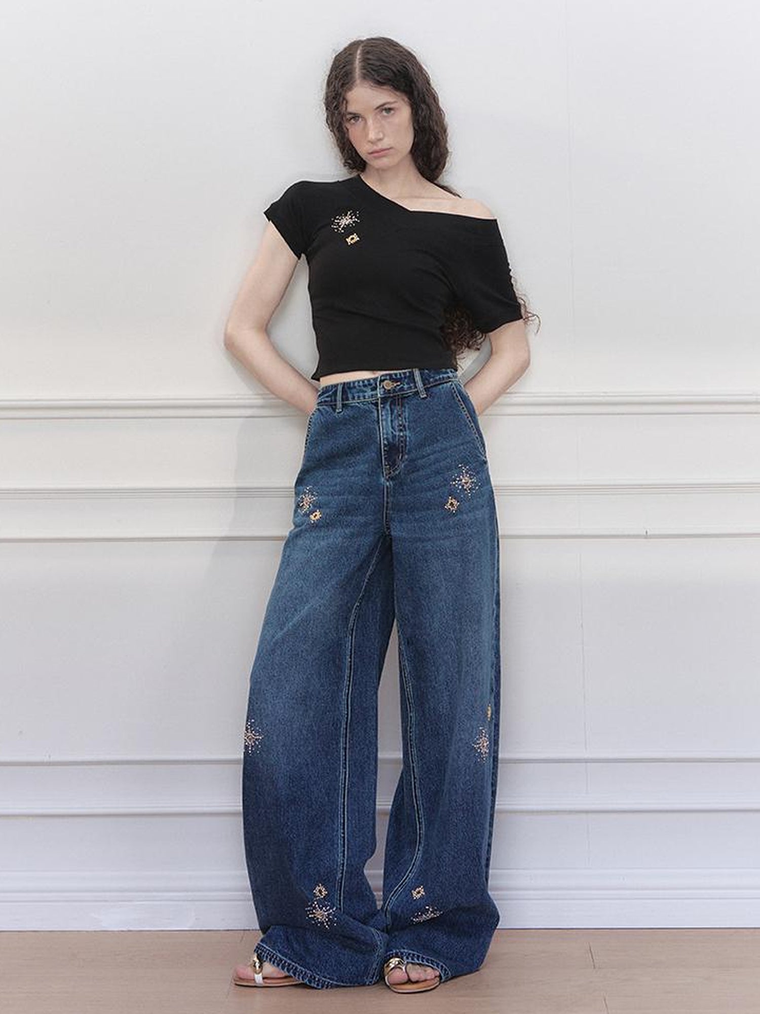 AnnoMundi Stellar Wash Embroidered Denim Trousers