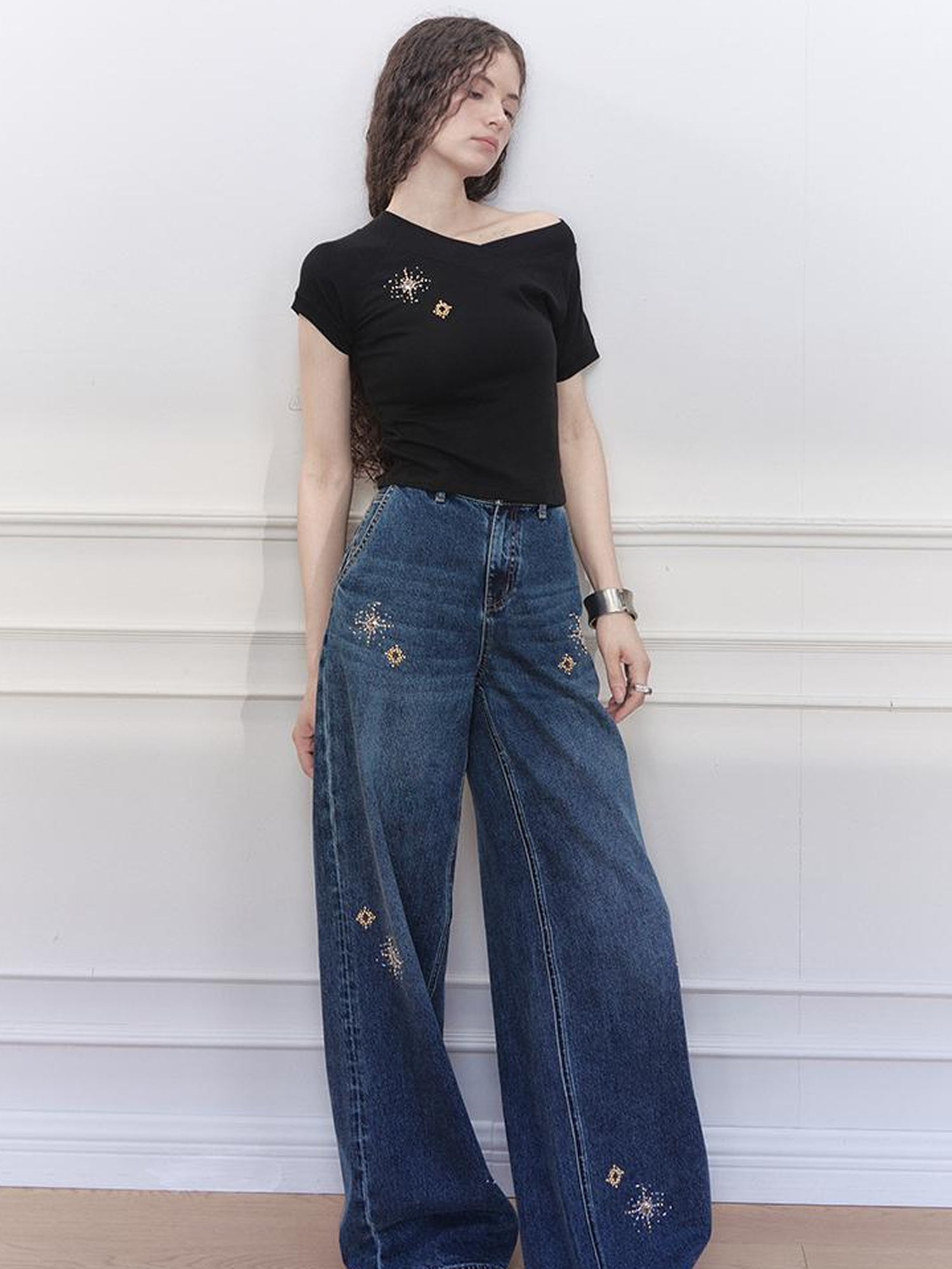 AnnoMundi Stellar Wash Embroidered Denim Trousers