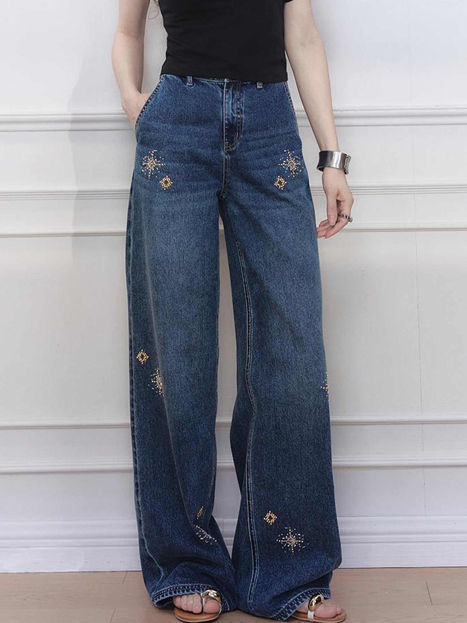 AnnoMundi Stellar Wash Embroidered Denim Trousers