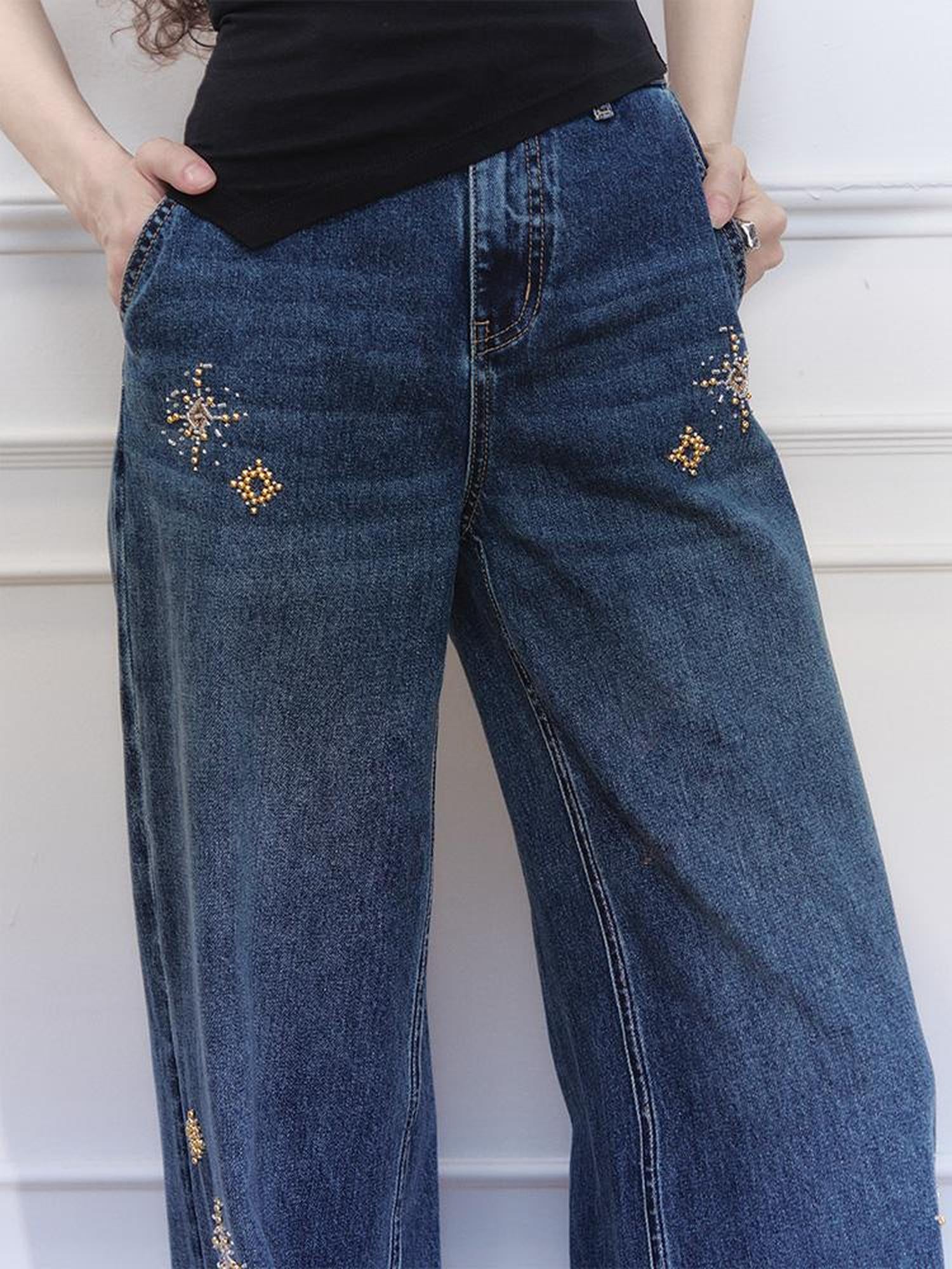 AnnoMundi Stellar Wash Embroidered Denim Trousers