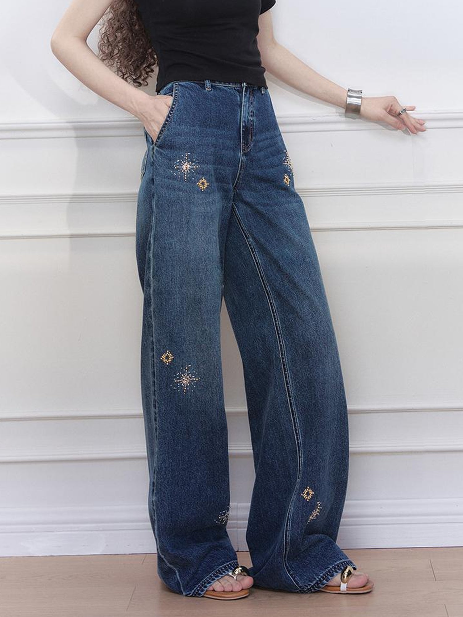 AnnoMundi Stellar Wash Embroidered Denim Trousers