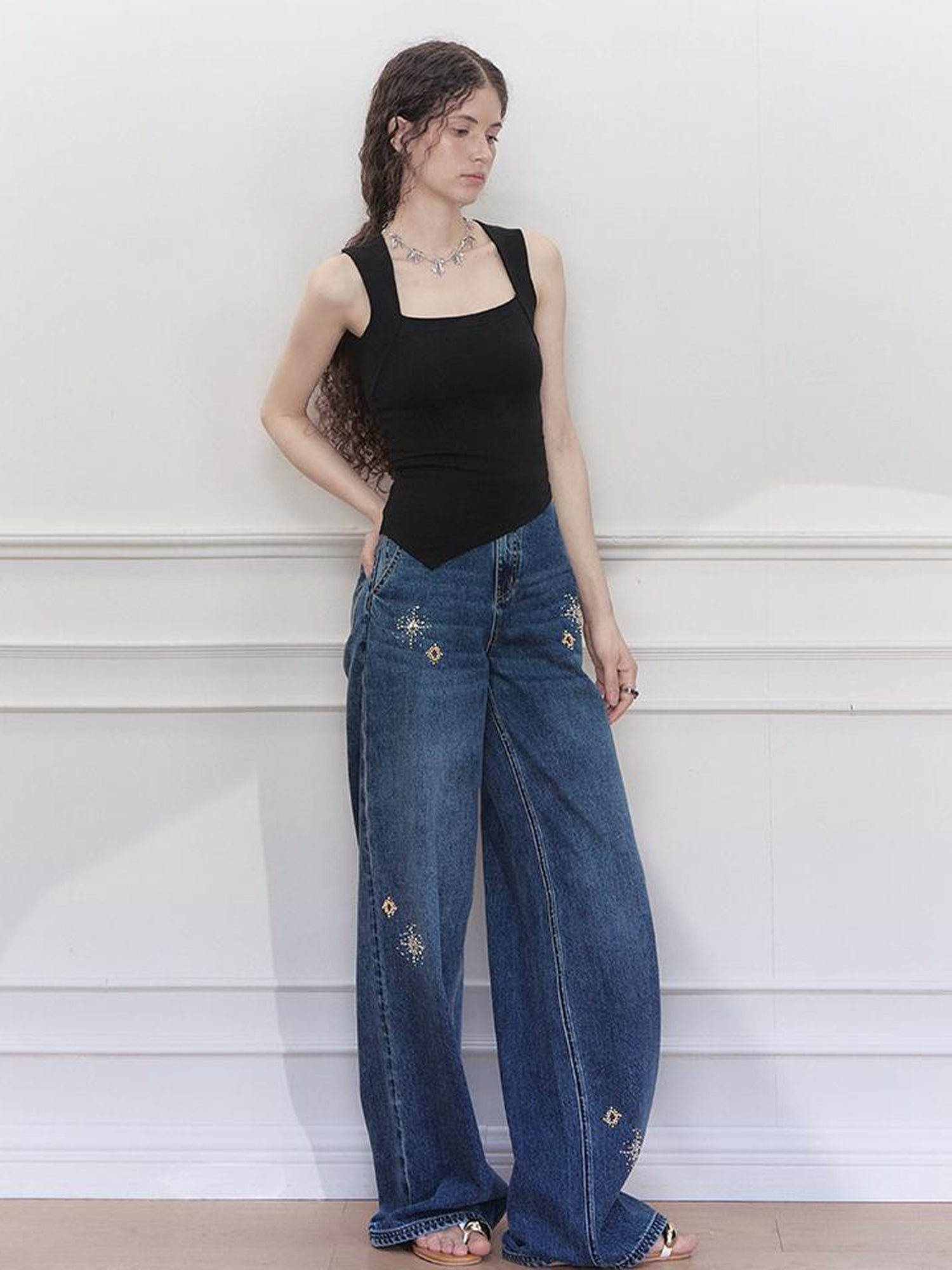 AnnoMundi Stellar Wash Embroidered Denim Trousers