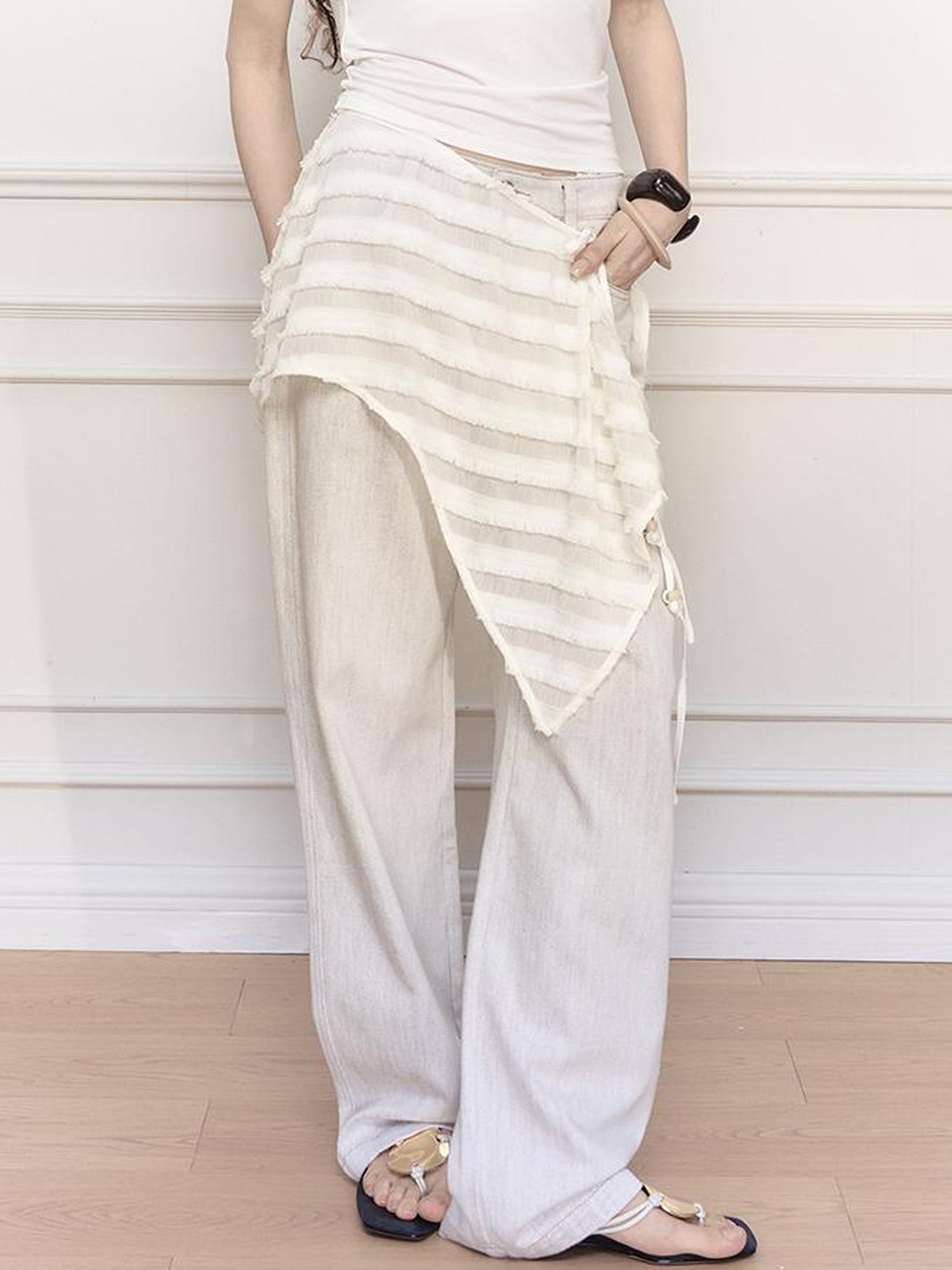 AnnoMundi Straight Denim With Detachable Beaded Fringe