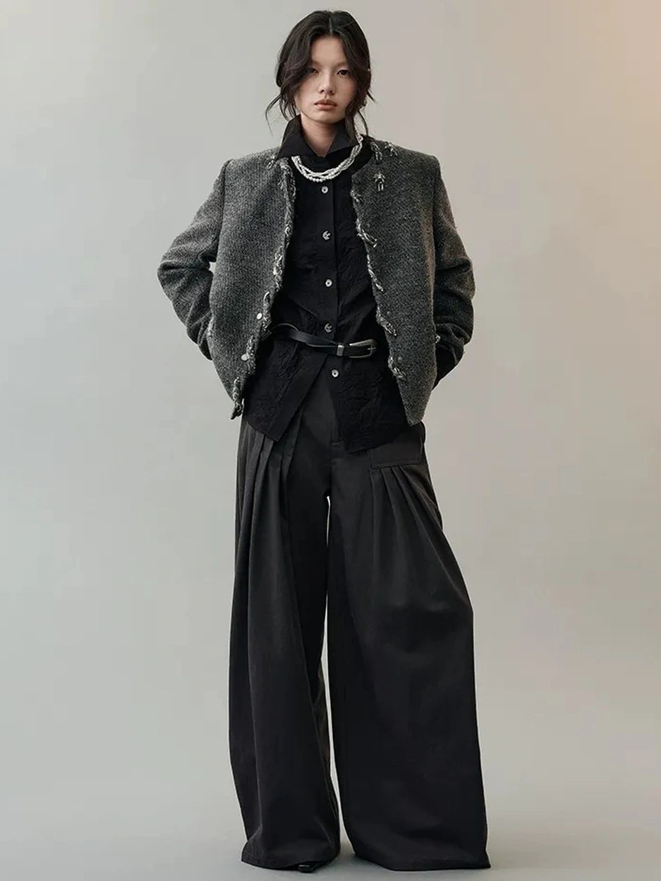 AnnoMundi Textured Bird Button Asymmetric Shirt Shirts