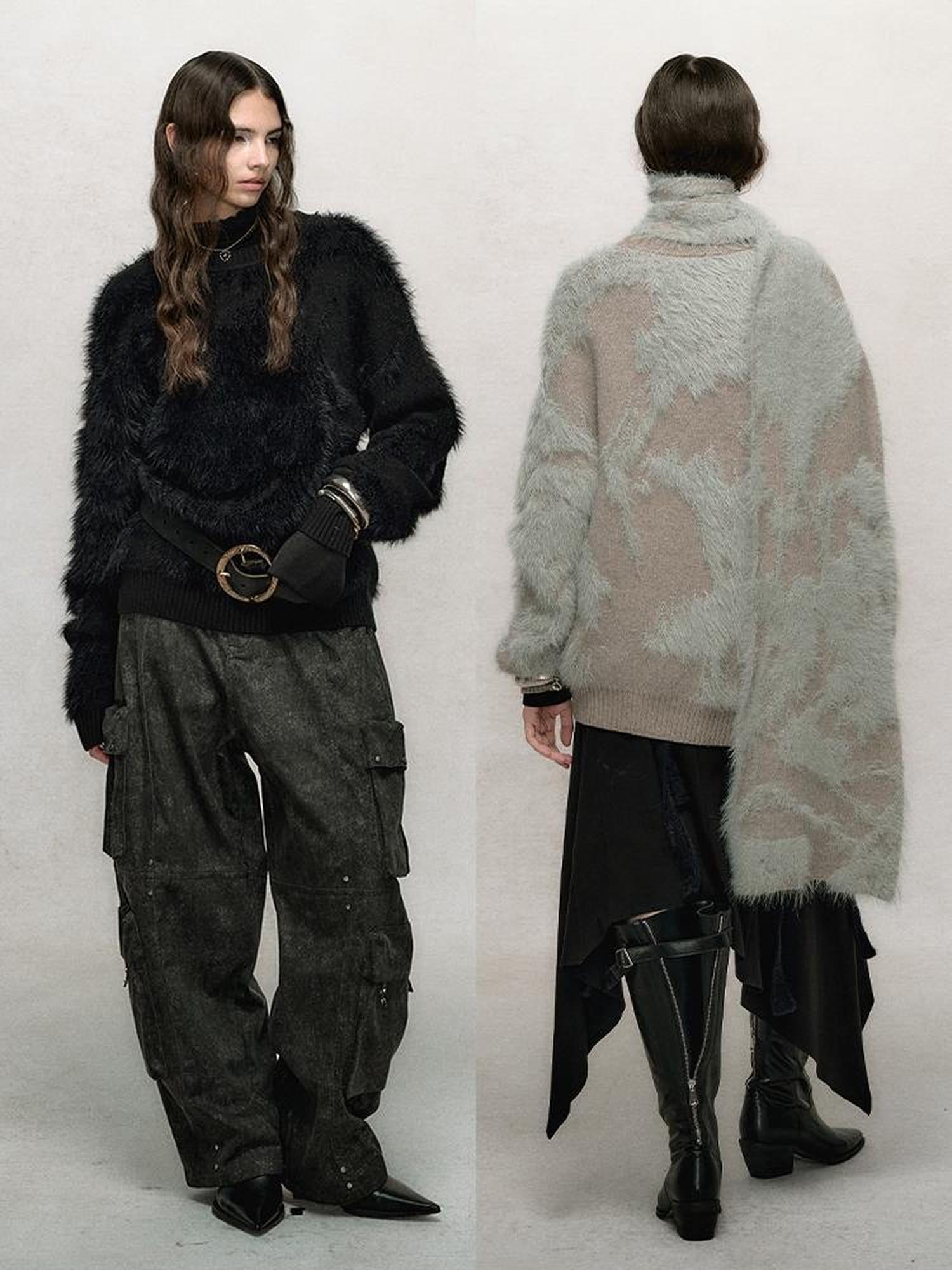AnnoMundi Textured Knit Sweater With Irregular Jacquard Pattern