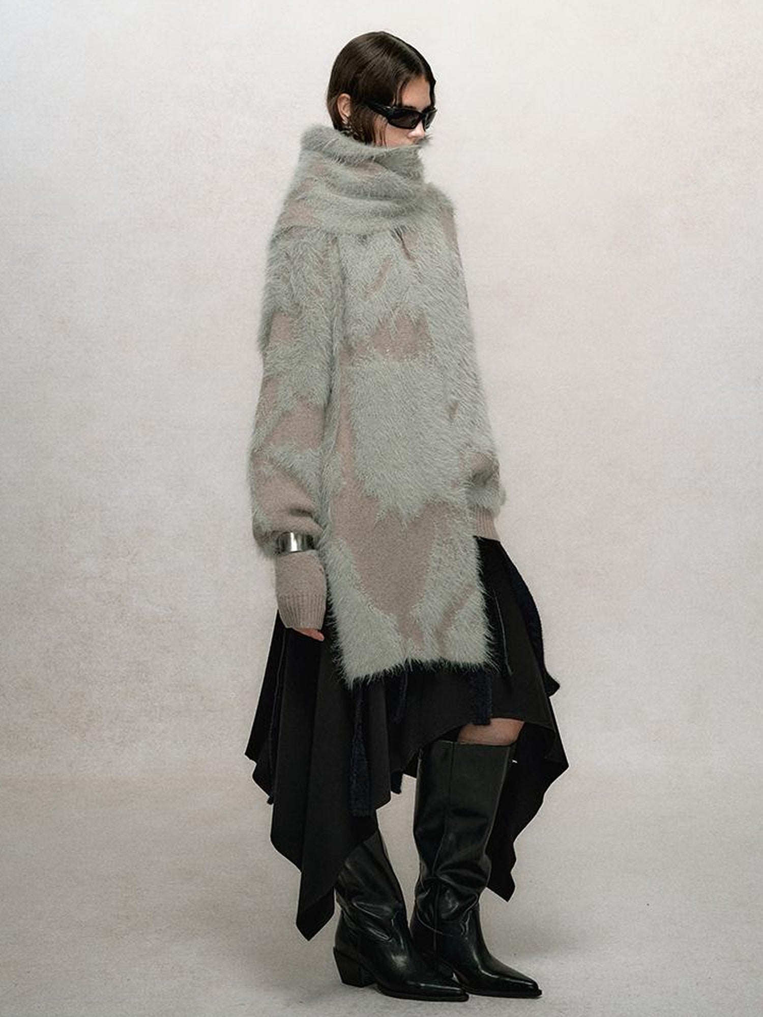 AnnoMundi Textured Knit Sweater With Irregular Jacquard Pattern