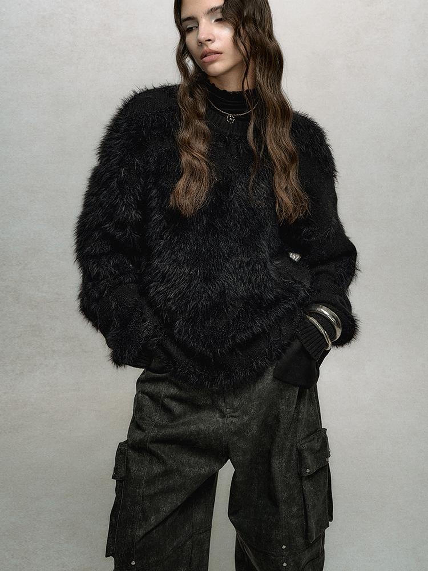AnnoMundi Textured Knit Sweater With Irregular Jacquard Pattern