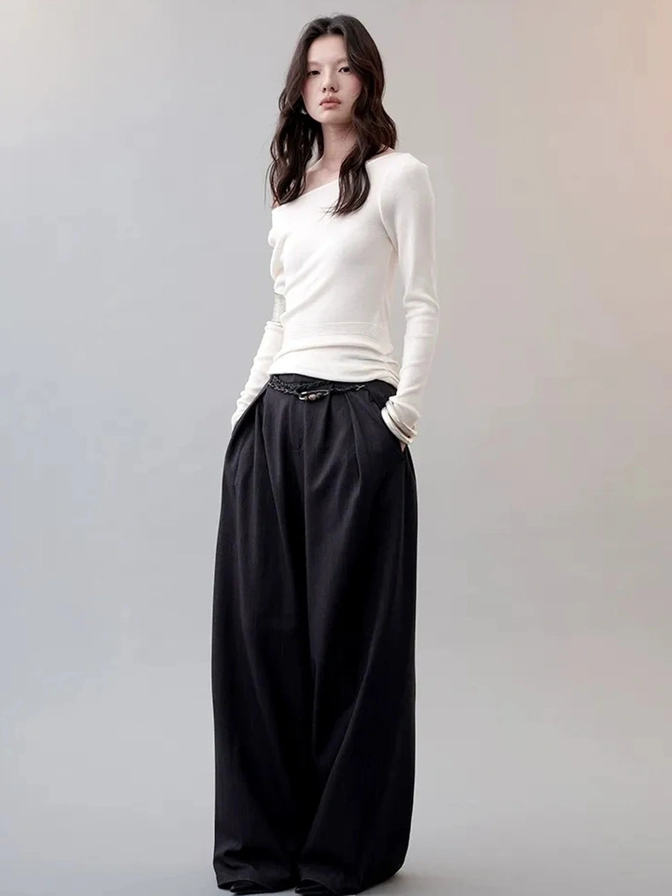 AnnoMundi Textured Knit Top In Black And White V-neck T-shirt Long Sleeve Cardigan