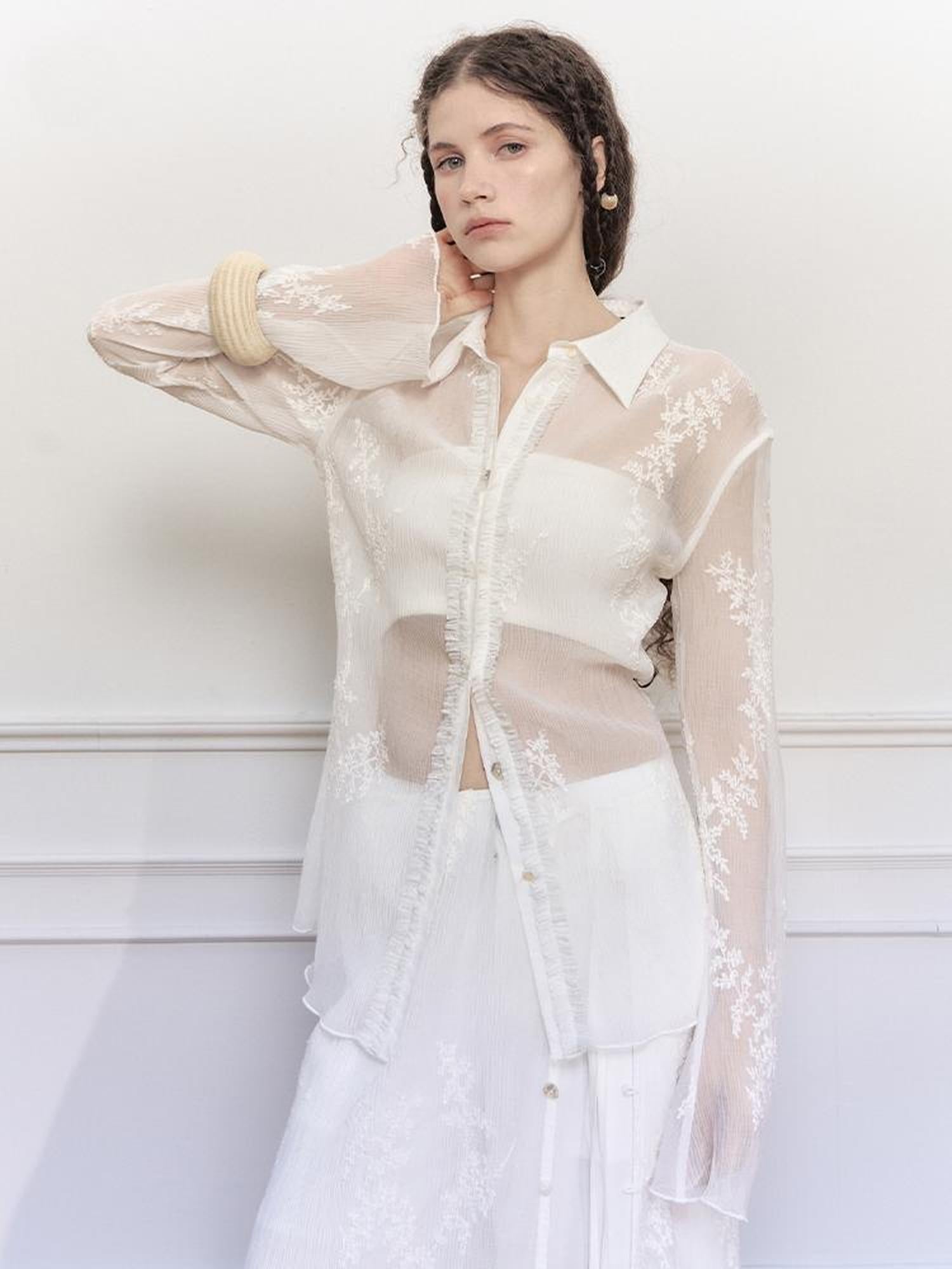AnnoMundi Textured Sheer Linen Look Sun Shirt