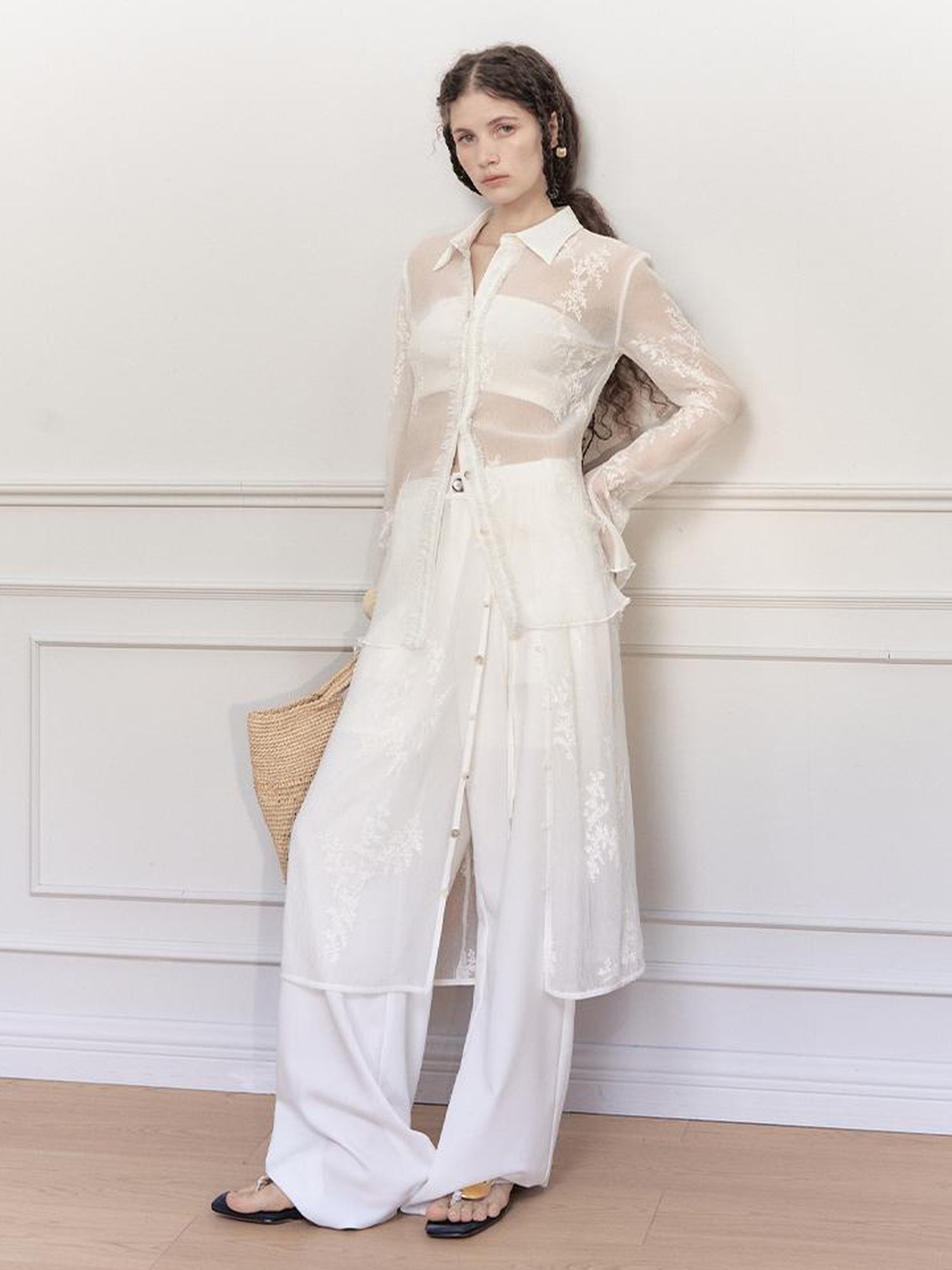 AnnoMundi Textured Sheer Linen Look Sun Shirt