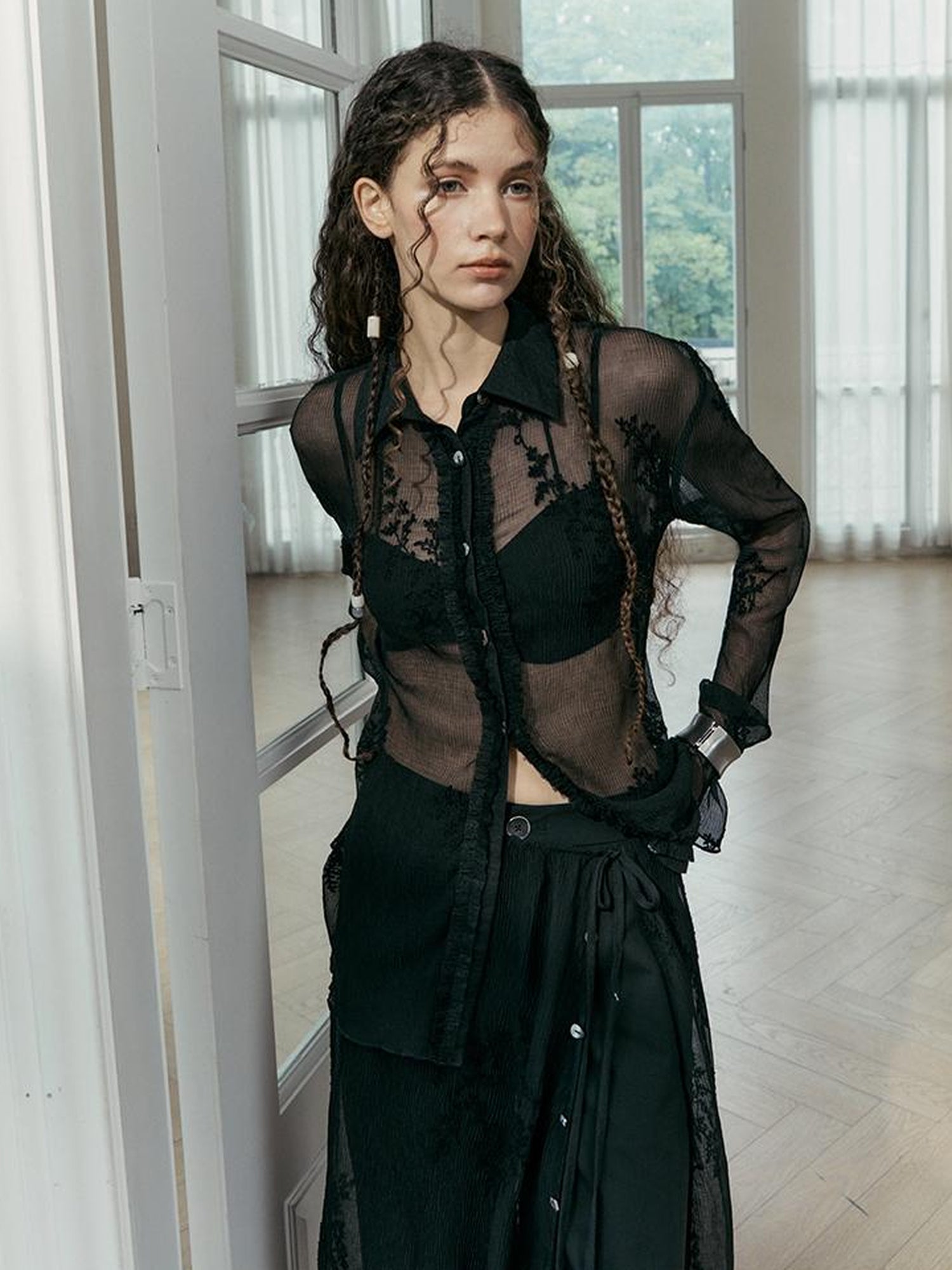 AnnoMundi Textured Sheer Linen Look Sun Shirt