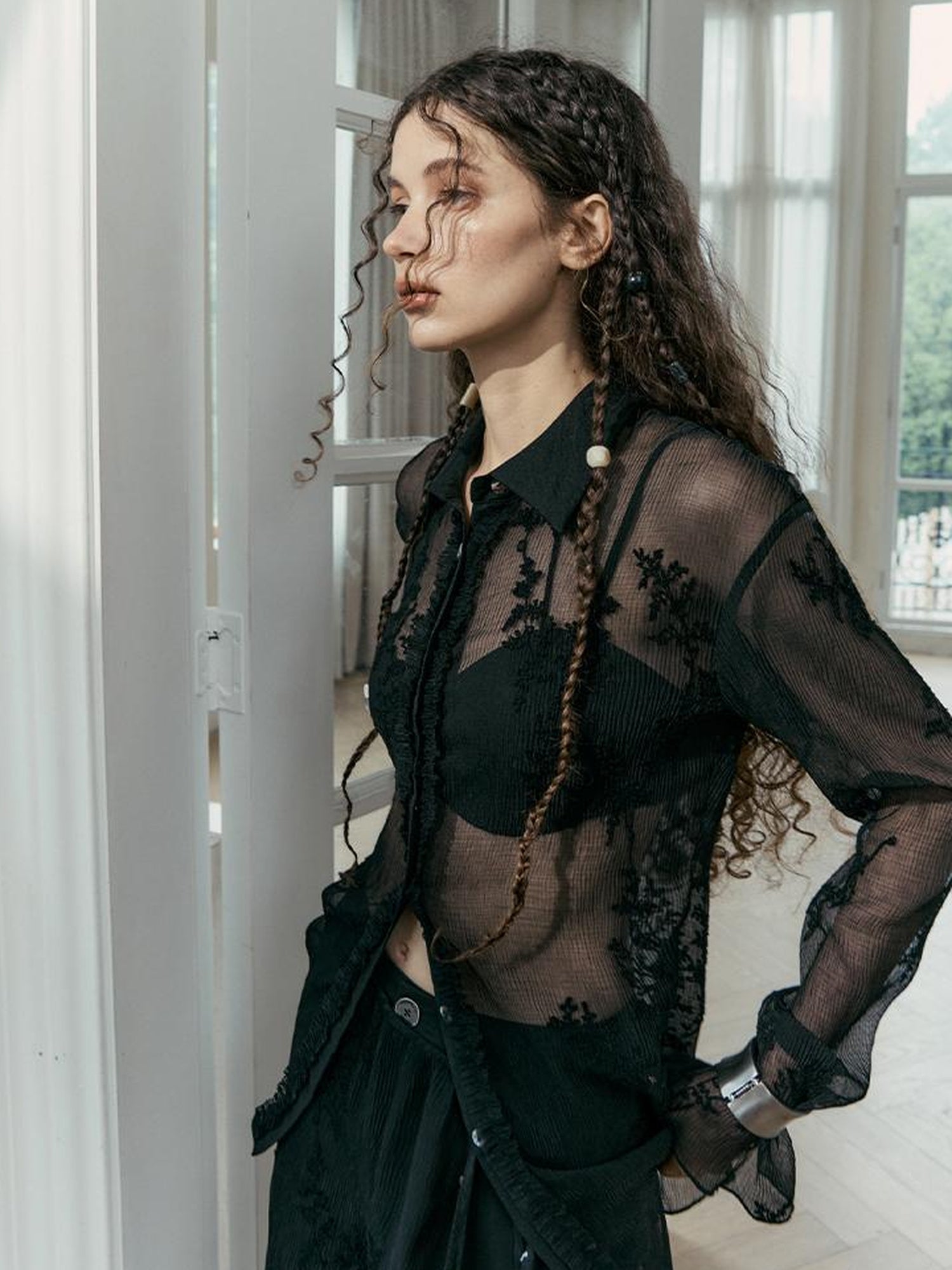 AnnoMundi Textured Sheer Linen Look Sun Shirt